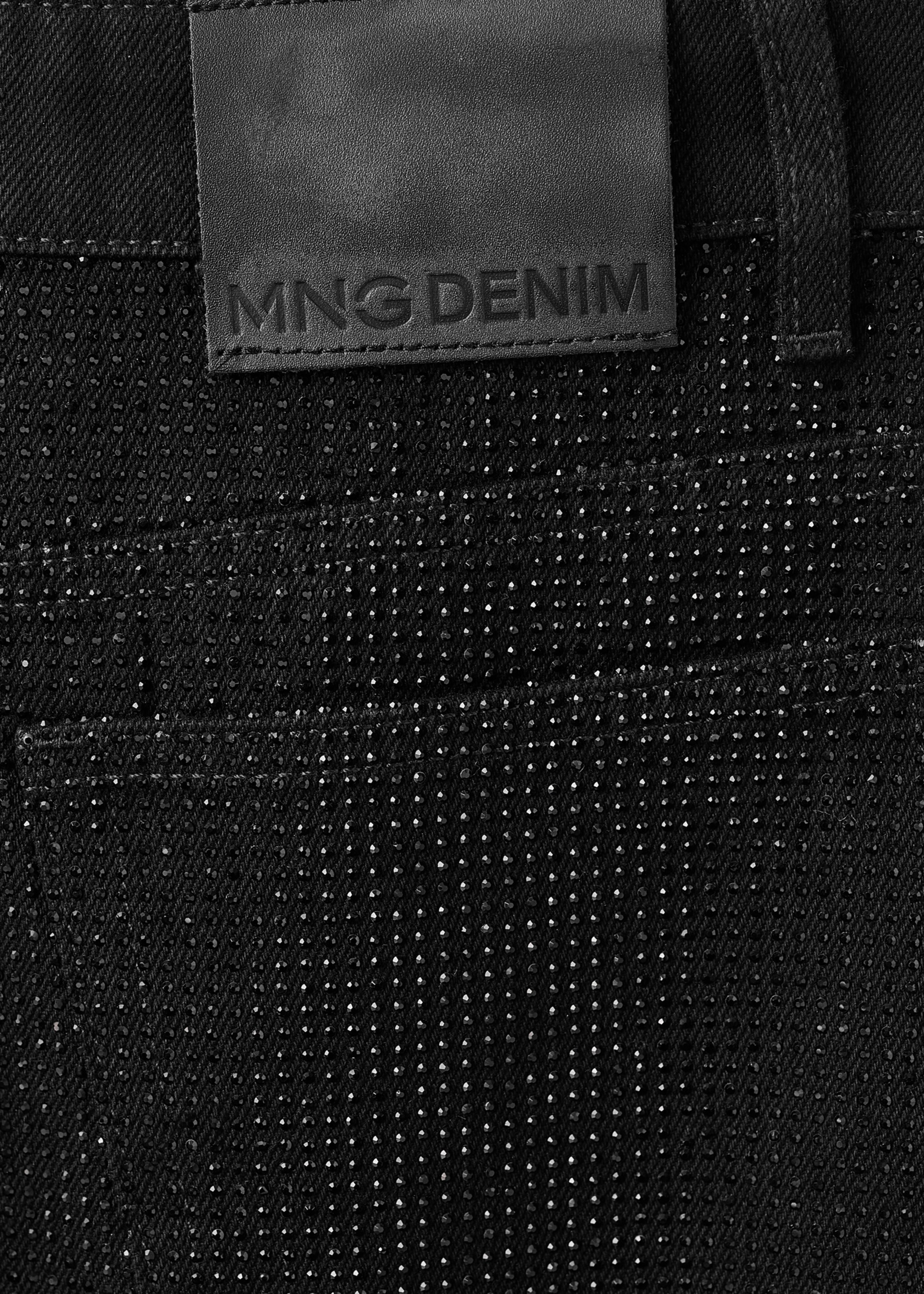 Balloon jeans with rhinestones - Details of the article 0, Black denim. Ref: 17049116-00.