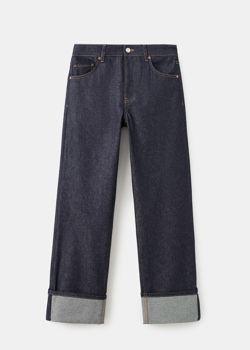 Turned-up straight jeans