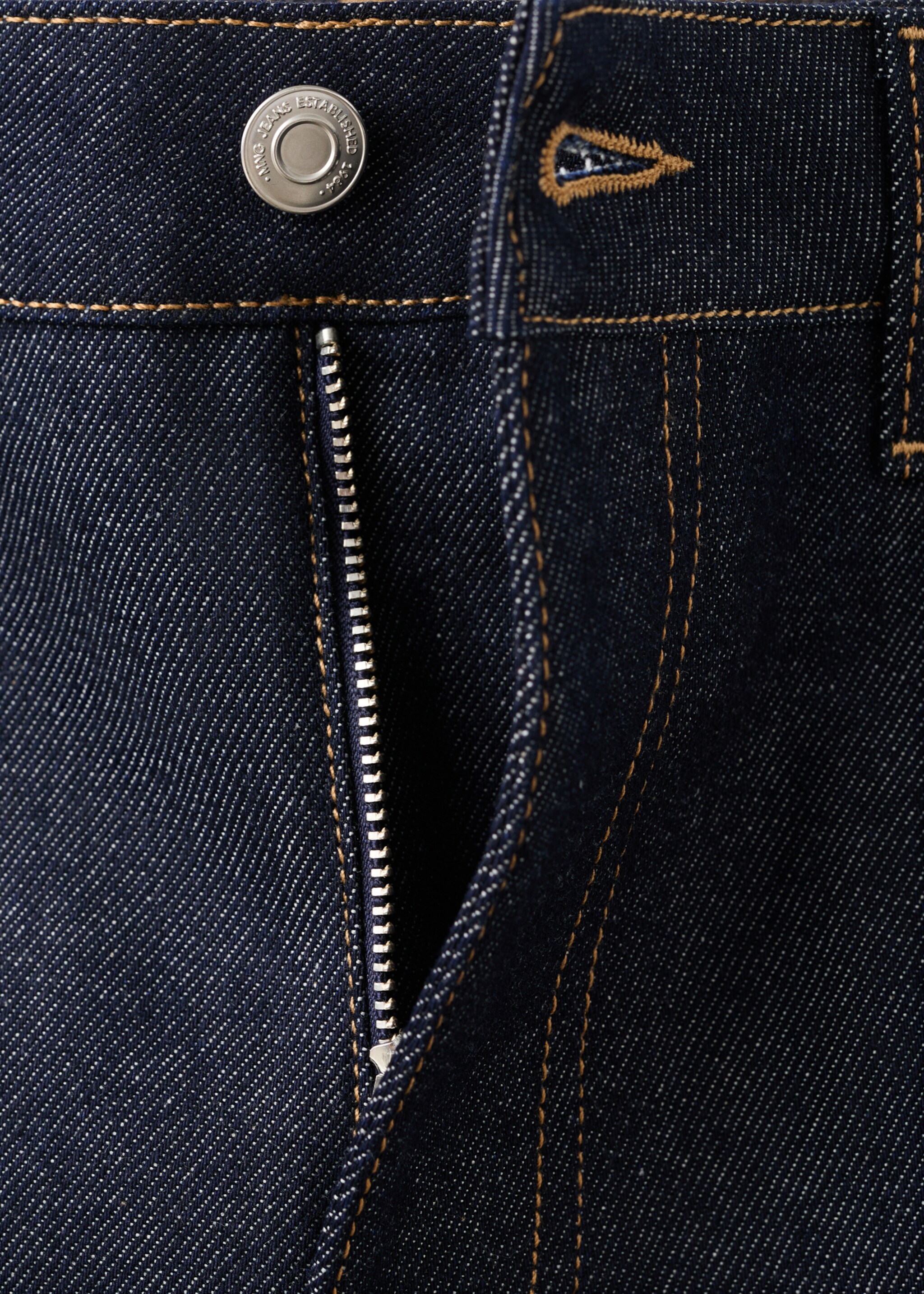 Jean droit à revers - Détail de l'article 8, Bleu. Ref: 17049118-00.