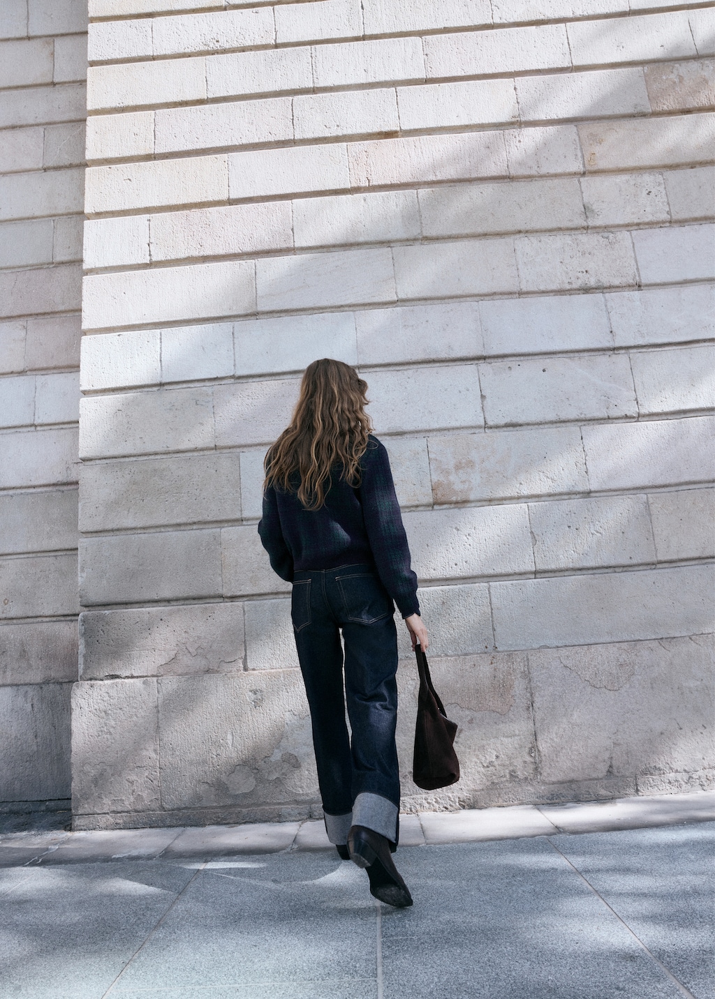 Checkered zipper cardigan