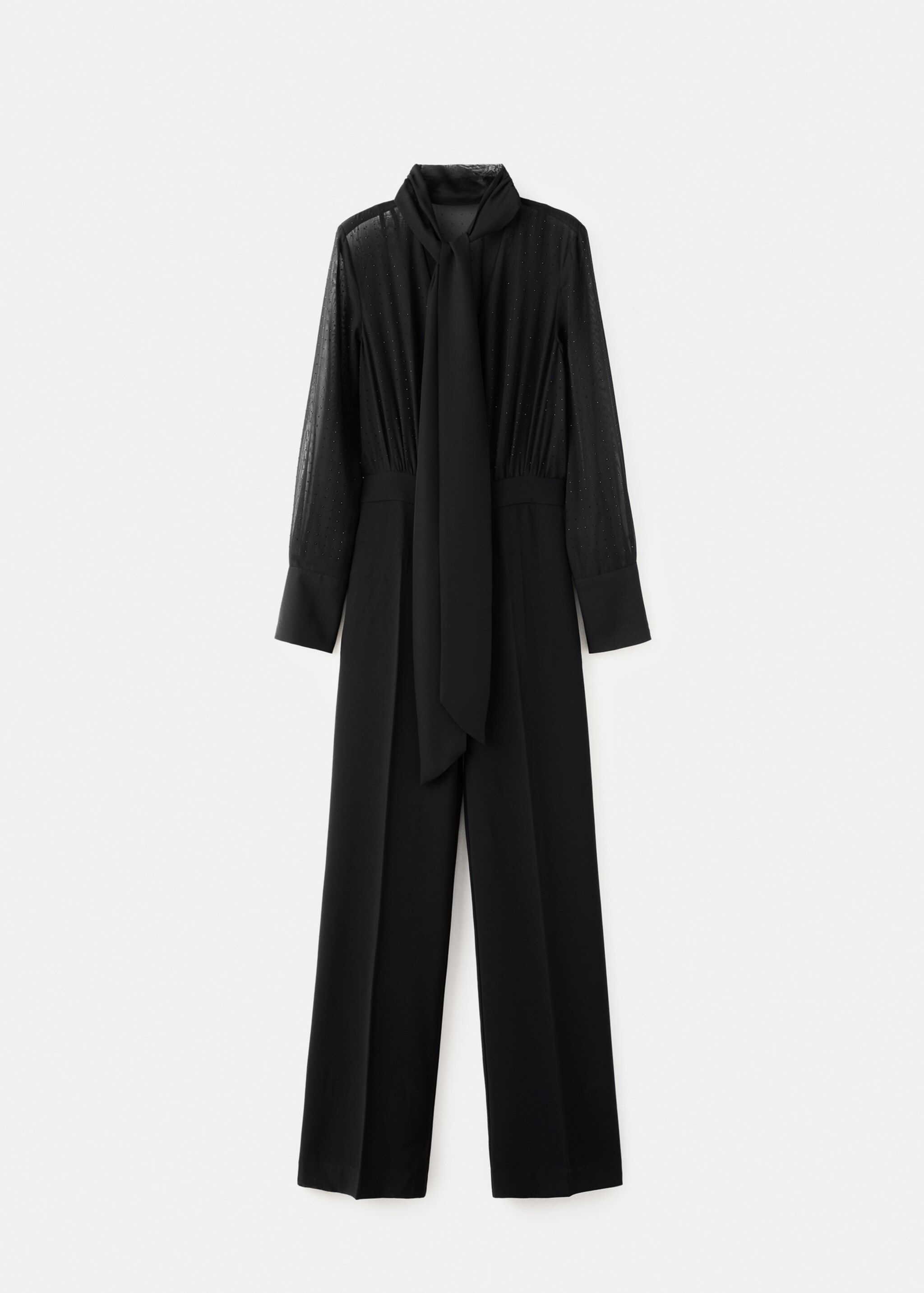 Combined jumpsuit with scarf and rhinestones - Article without model, Black. Ref: 17049120-00.