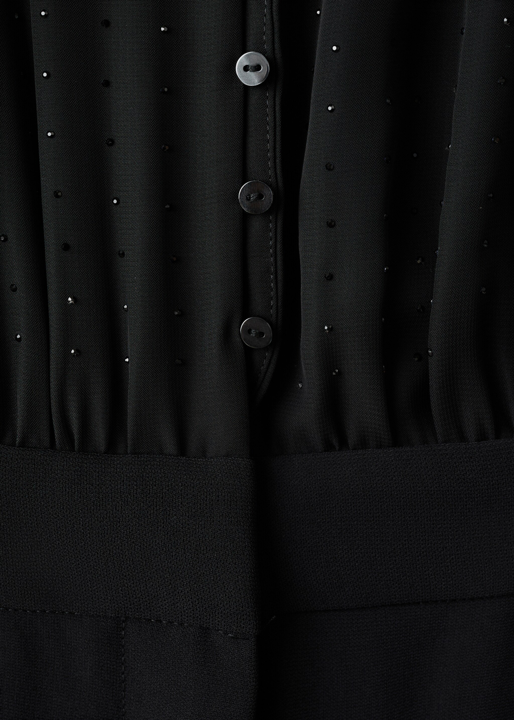 Combined jumpsuit with scarf and rhinestones - Details of the article 0, Black. Ref: 17049120-00.