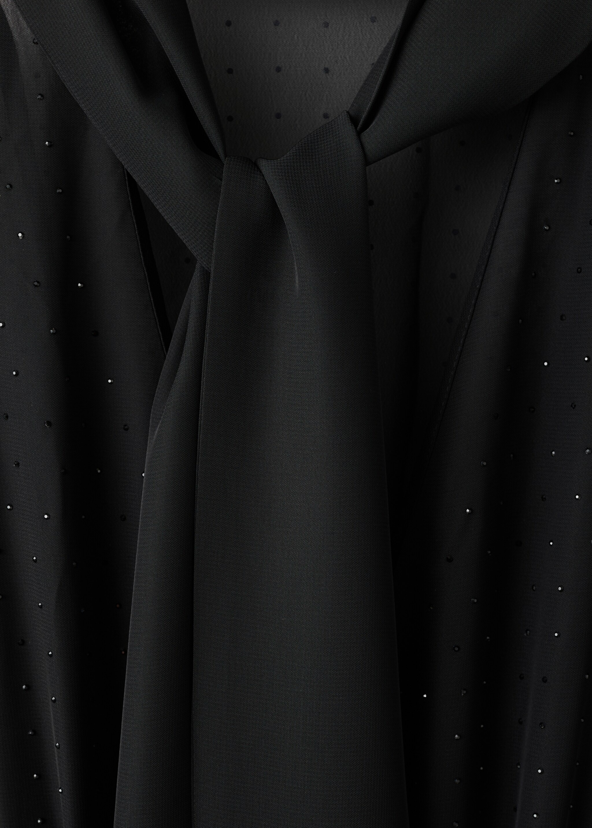 Combined jumpsuit with scarf and rhinestones - Details of the article 8, Black. Ref: 17049120-00.