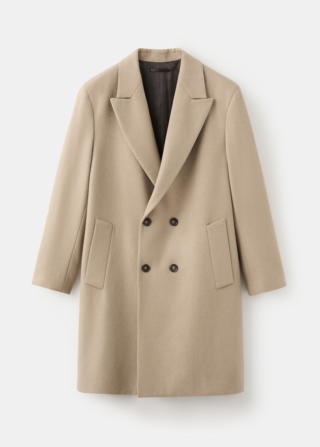 Long double-breasted wool coat