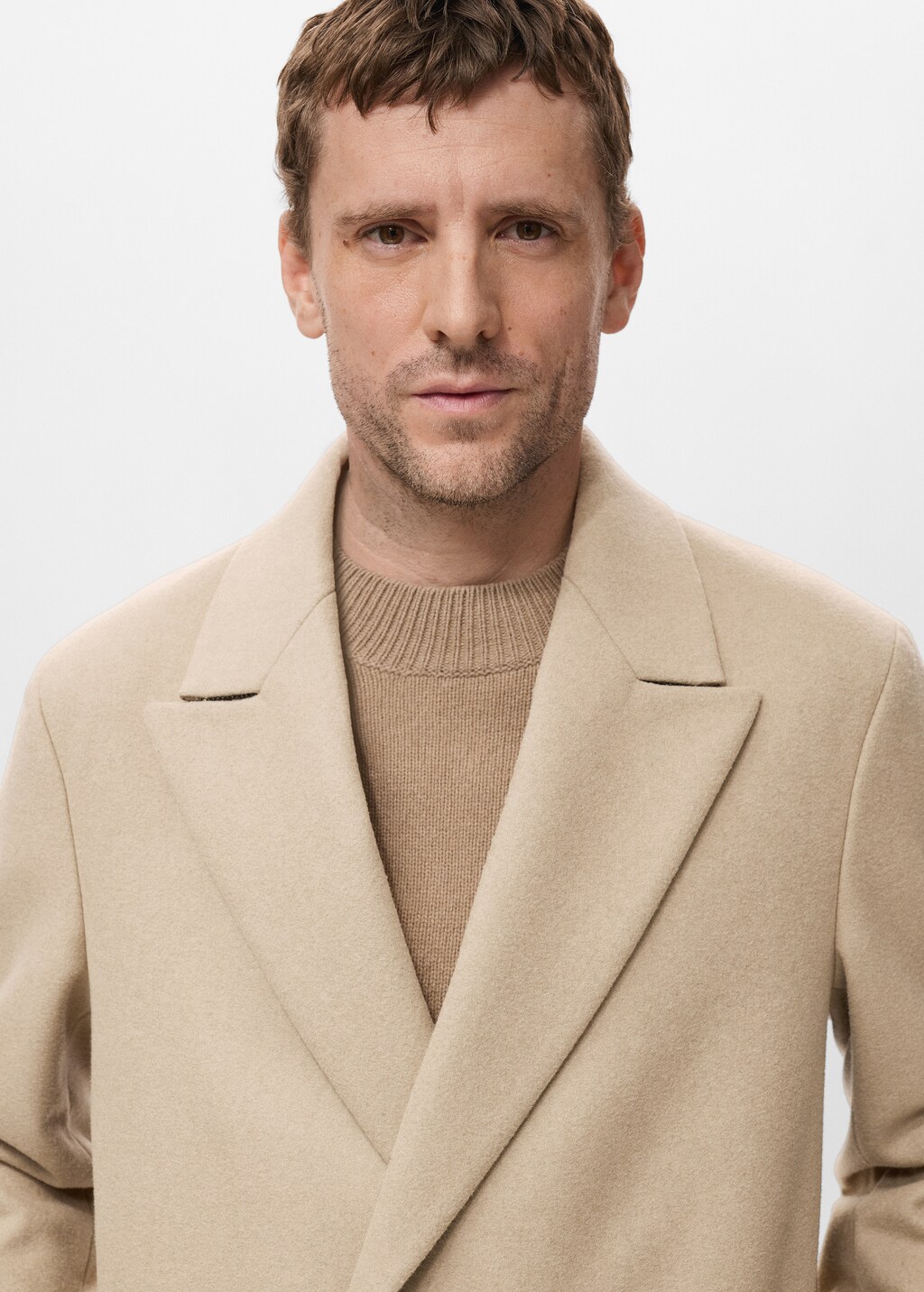 Long double-breasted wool coat