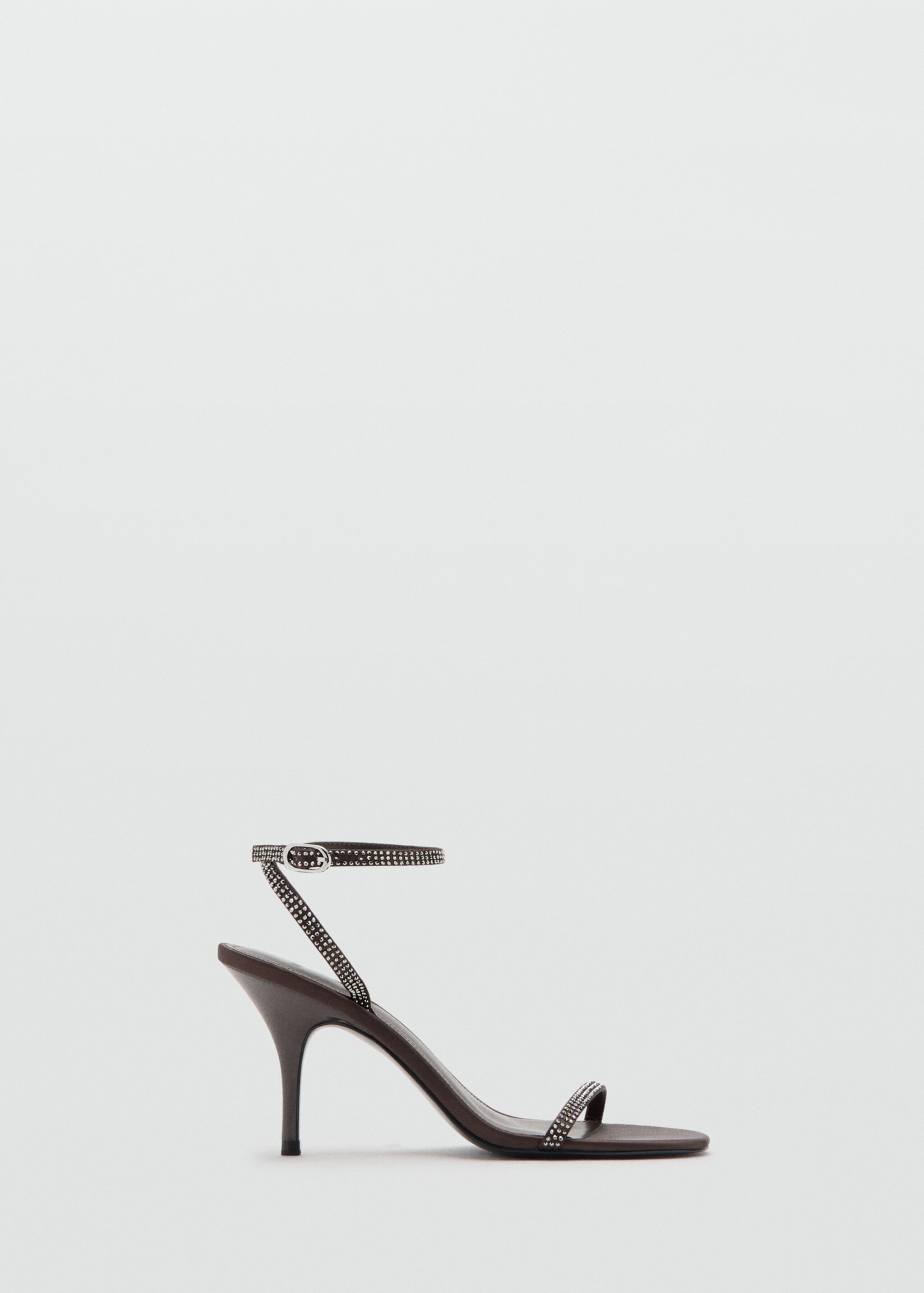 Heeled sandal with strass strap - Article without model, Brown. Ref: 17049208-00.