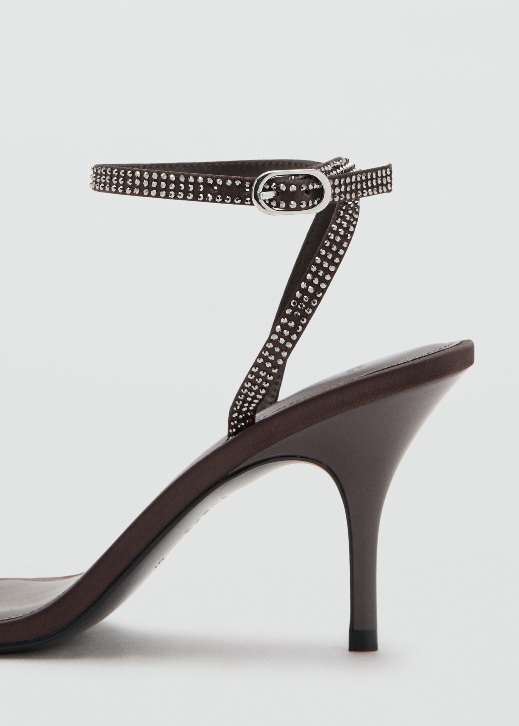 Heeled sandal with strass strap - Details of the article 1, Brown. Ref: 17049208-00.