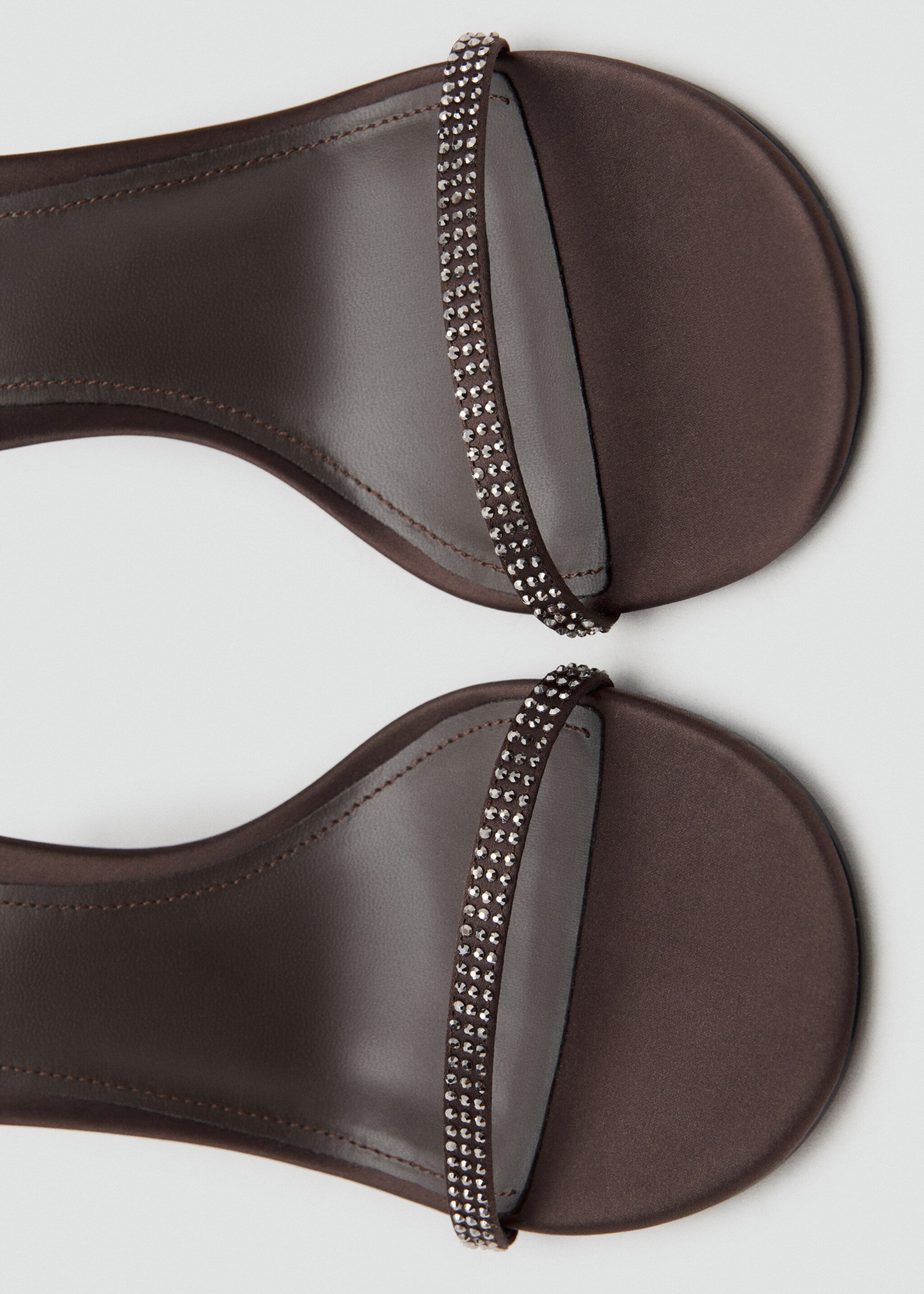 Heeled sandal with strass strap - Details of the article 2, Brown. Ref: 17049208-00.