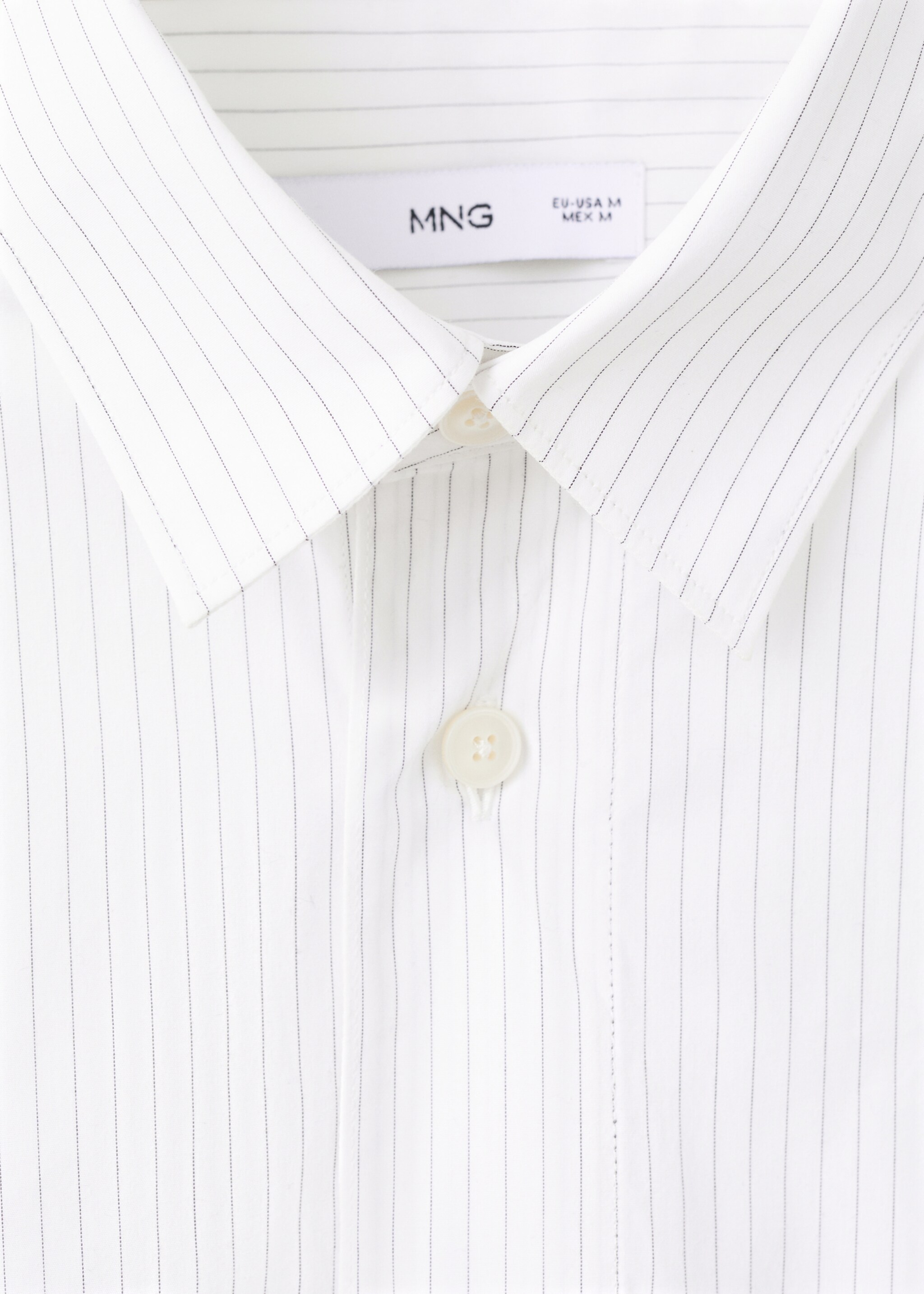 Chemise 100 % coton à rayures coupe relaxed fit - Détail de l'article 8, Blanc. Ref: 17049209-00.