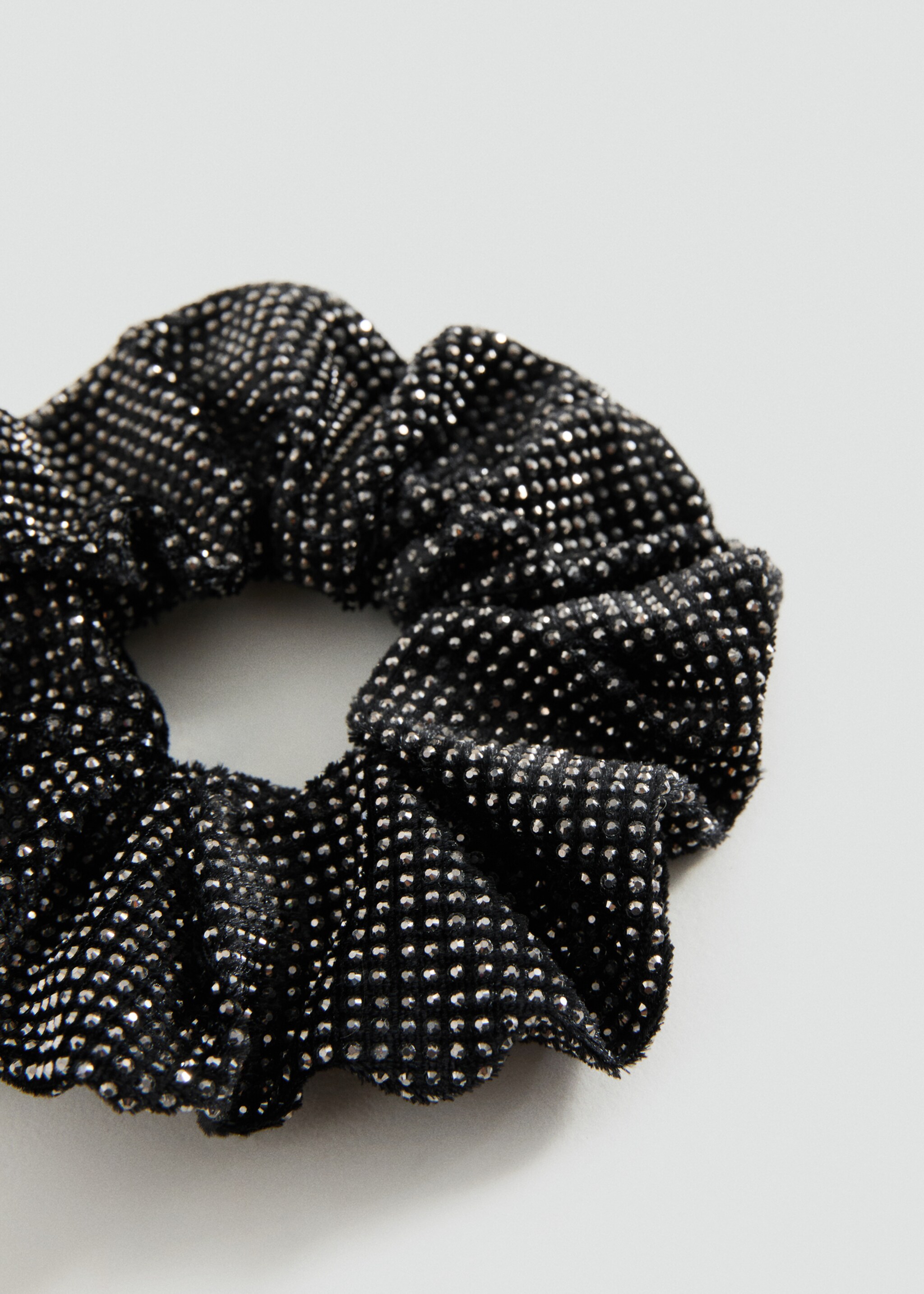 Shiny rhinestone hair tie - Medium plane, Black. Ref: 17049211-00.