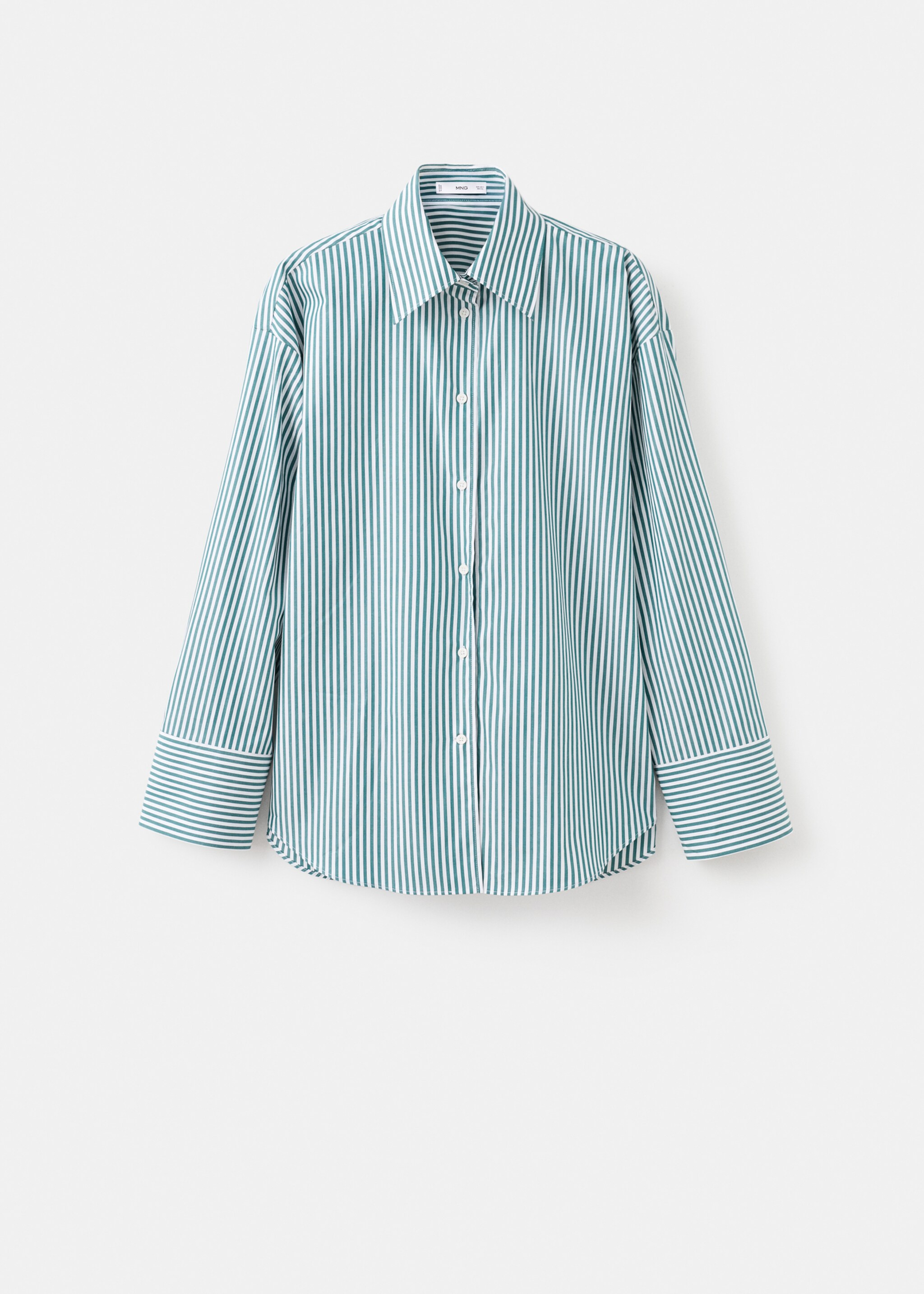 Oversize striped shirt - Article without model, Green. Ref: 17049213-00.