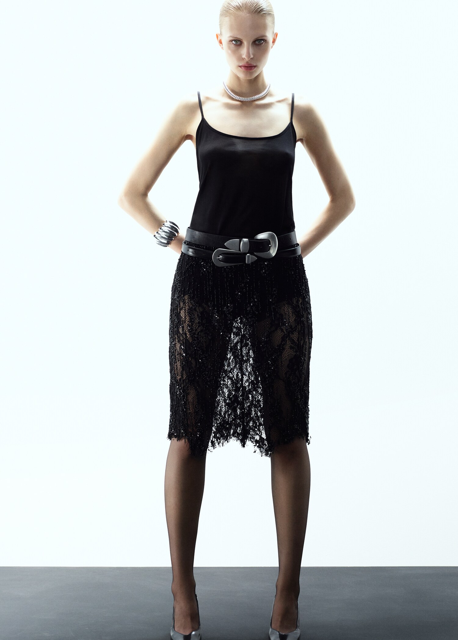 Beaded lace skirt - Medium plane