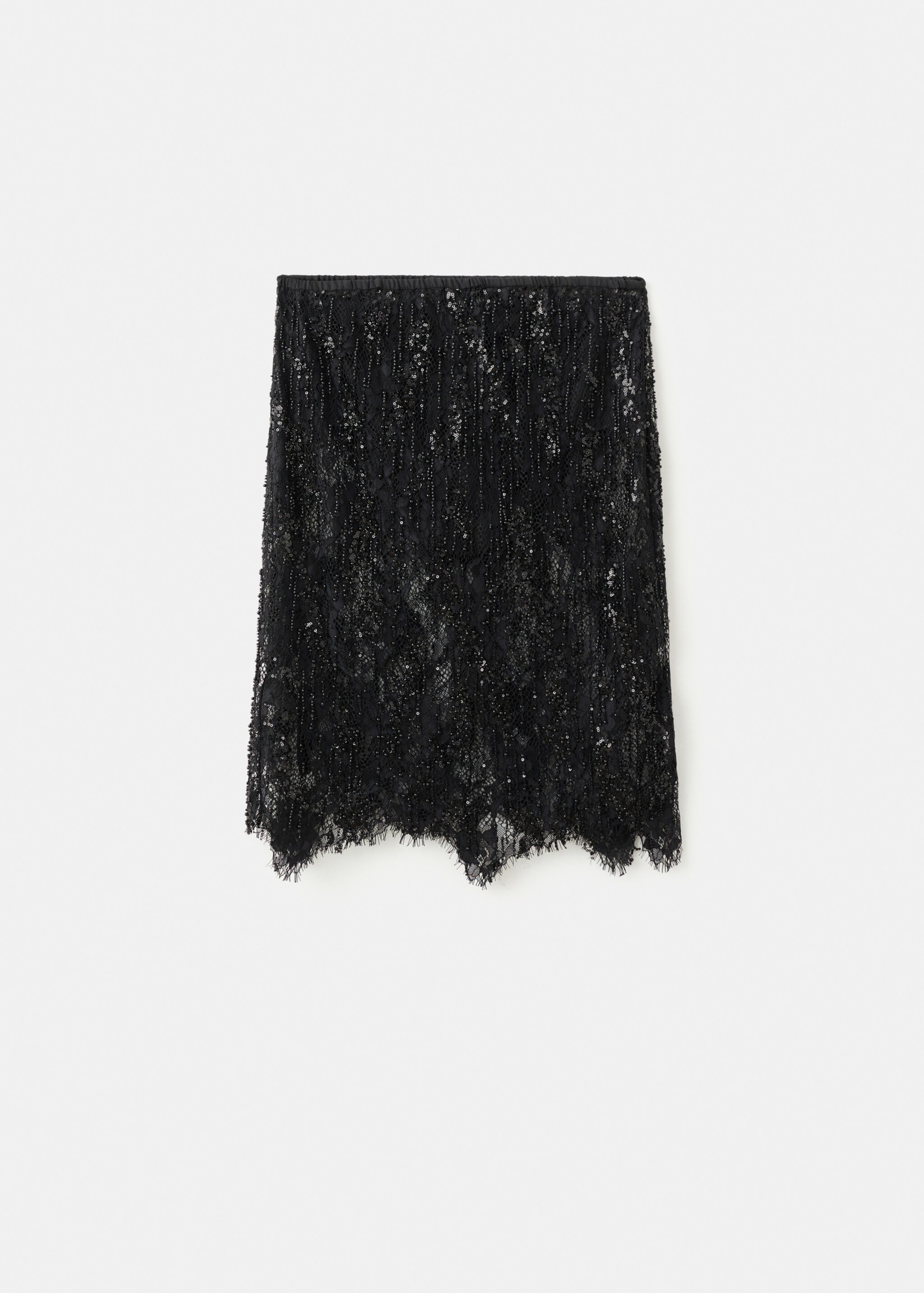 Beaded lace skirt - Article without model, Black. Ref: 17049406-00.