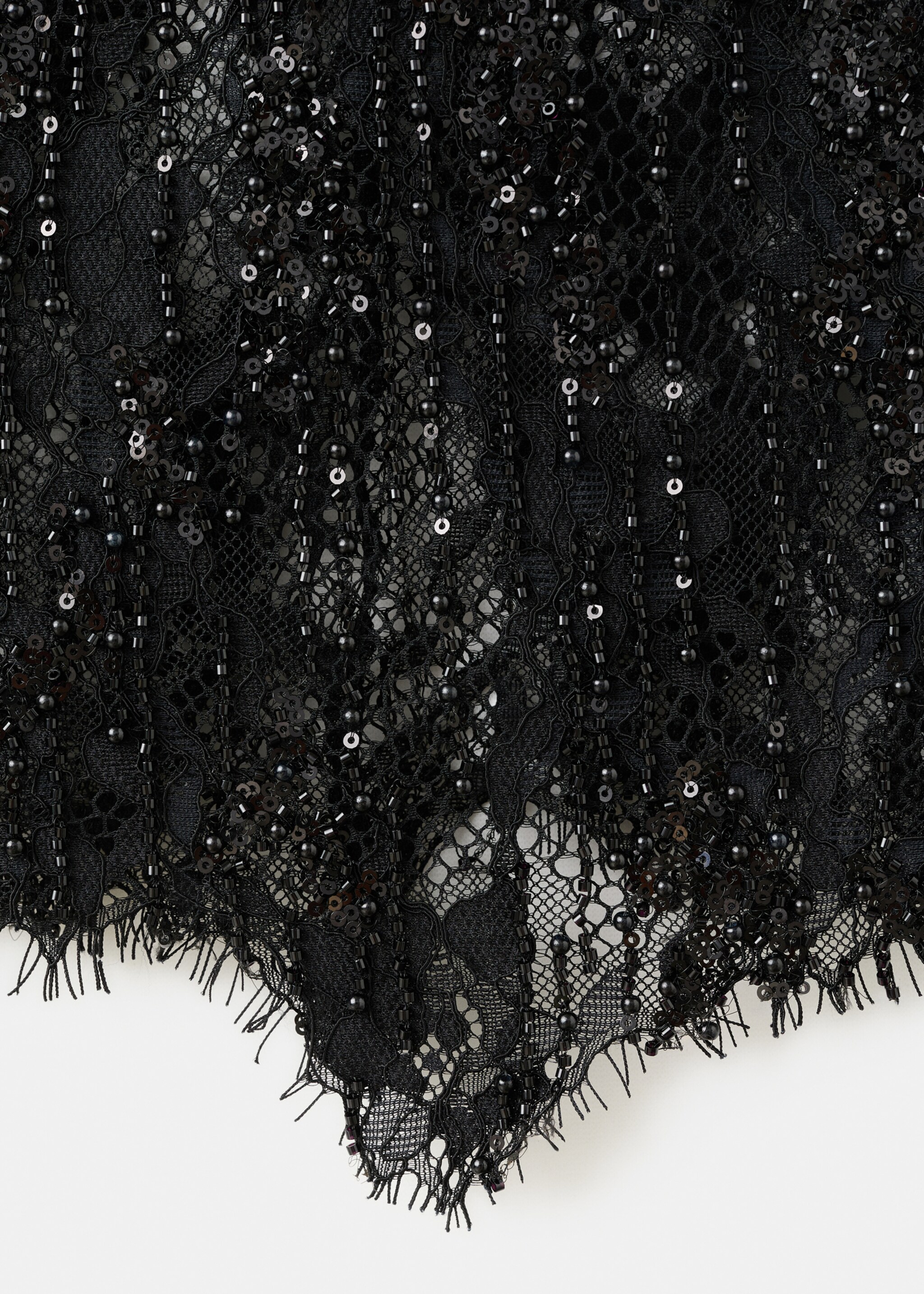 Beaded lace skirt - Details of the article 0, Black. Ref: 17049406-00.
