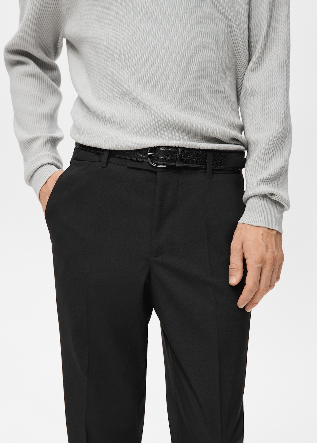 Pleated straight-leg suit pants