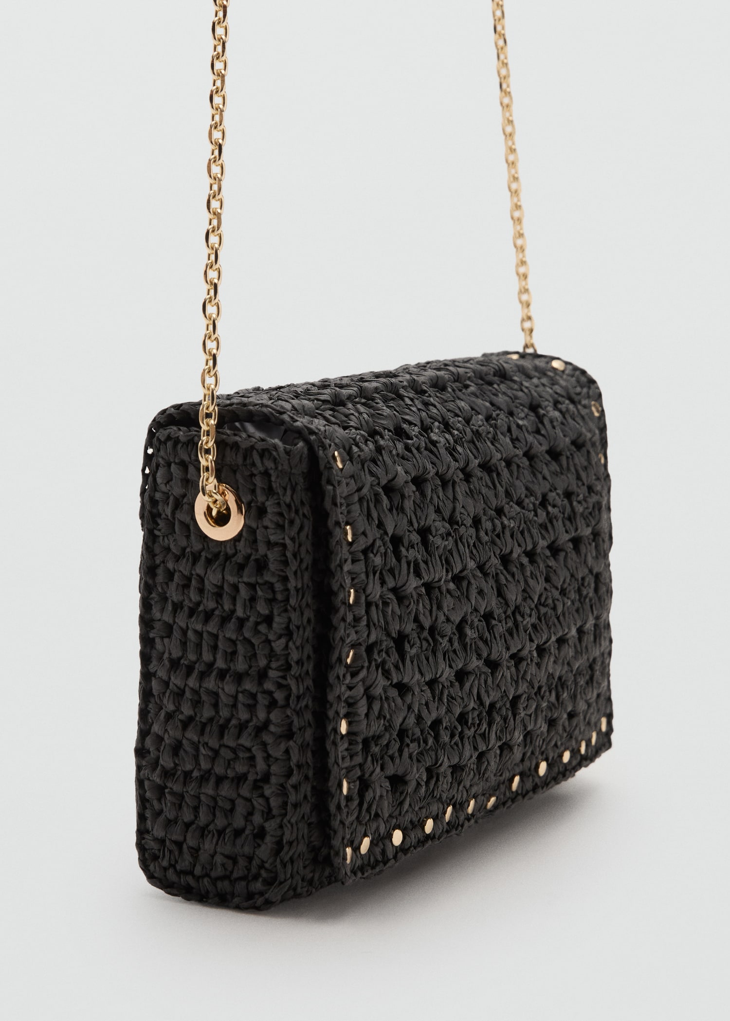 Sac bandoulière fibre naturelle à clous - Plan moyen