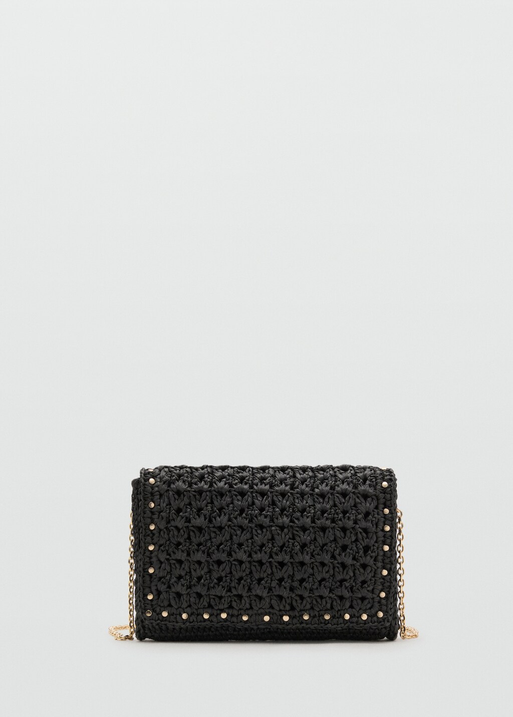 Natural fiber shoulder bag with studs
