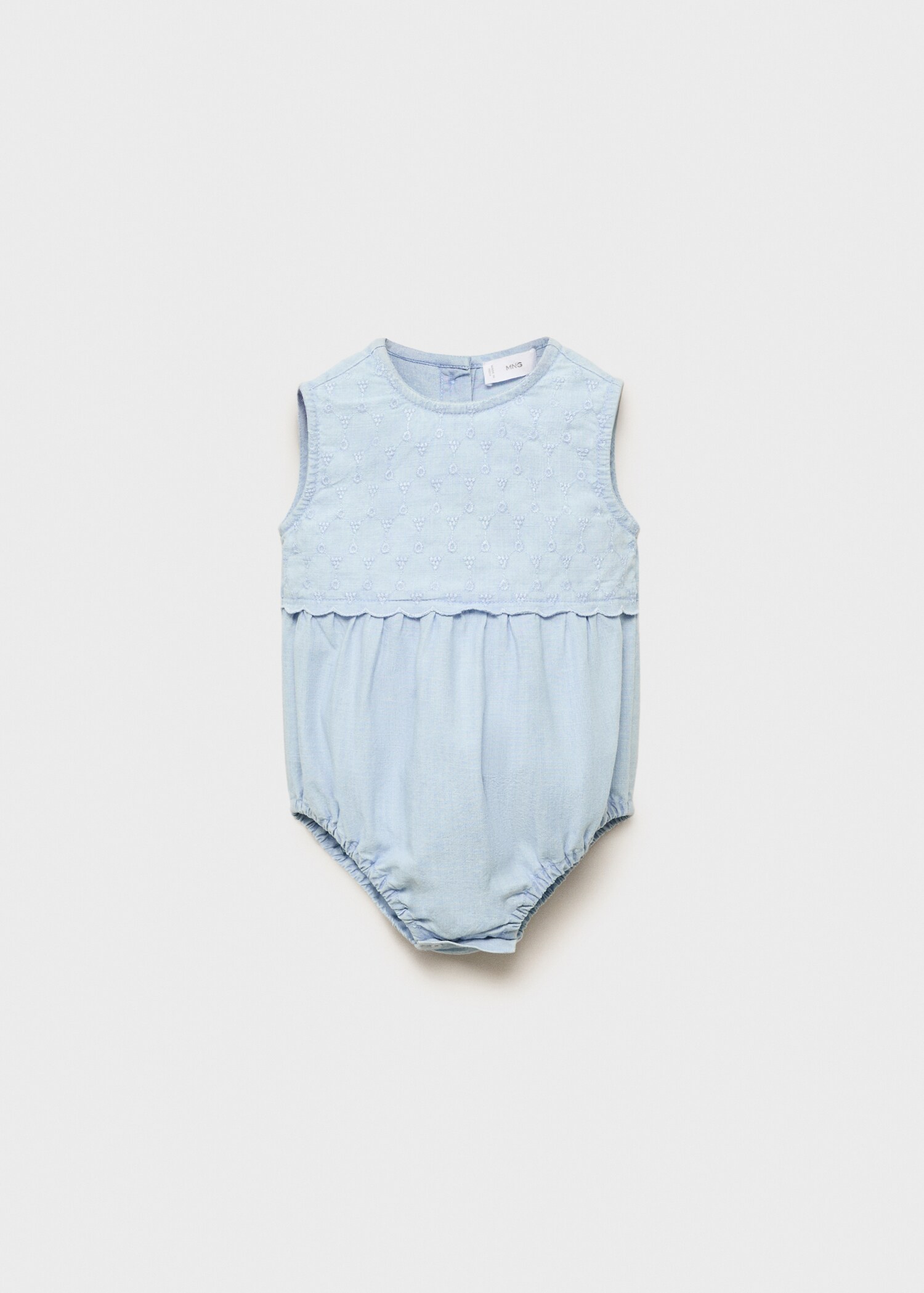 Embroidered denim romper - Main Image