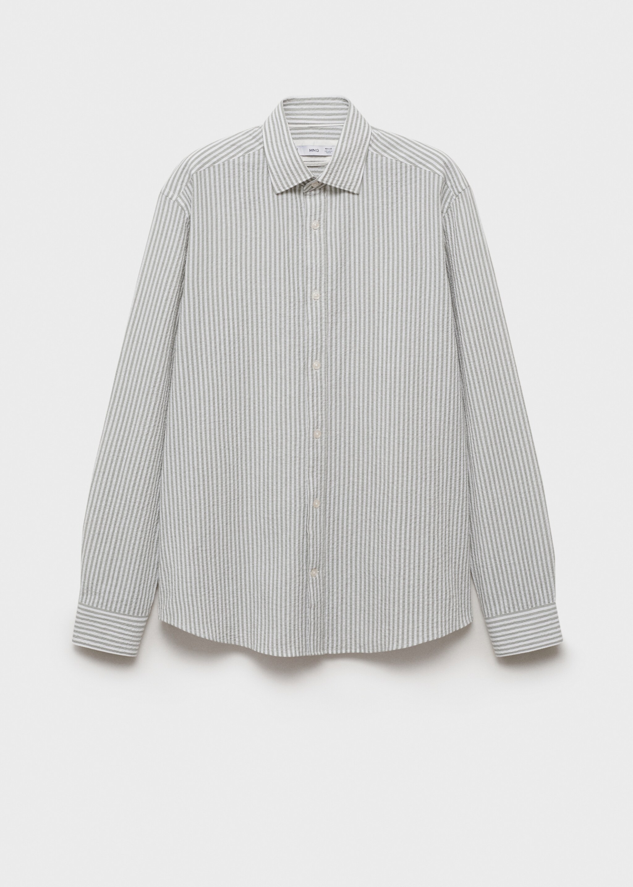 Regular-fit stripe-textured shirt - Article without model, Dark Green. Ref: 17051147-00.