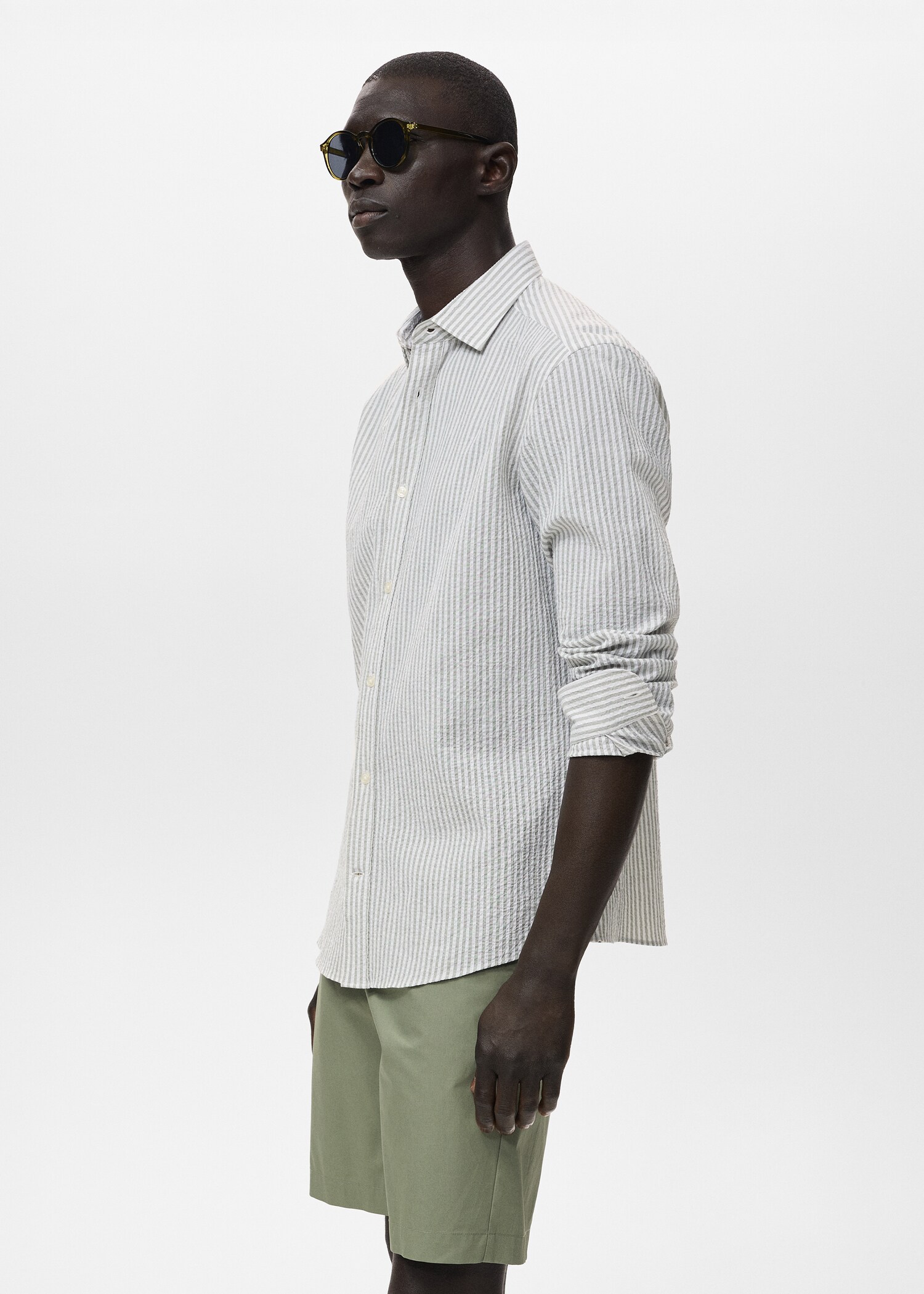 Regular-fit stripe-textured shirt - Details of the article 2