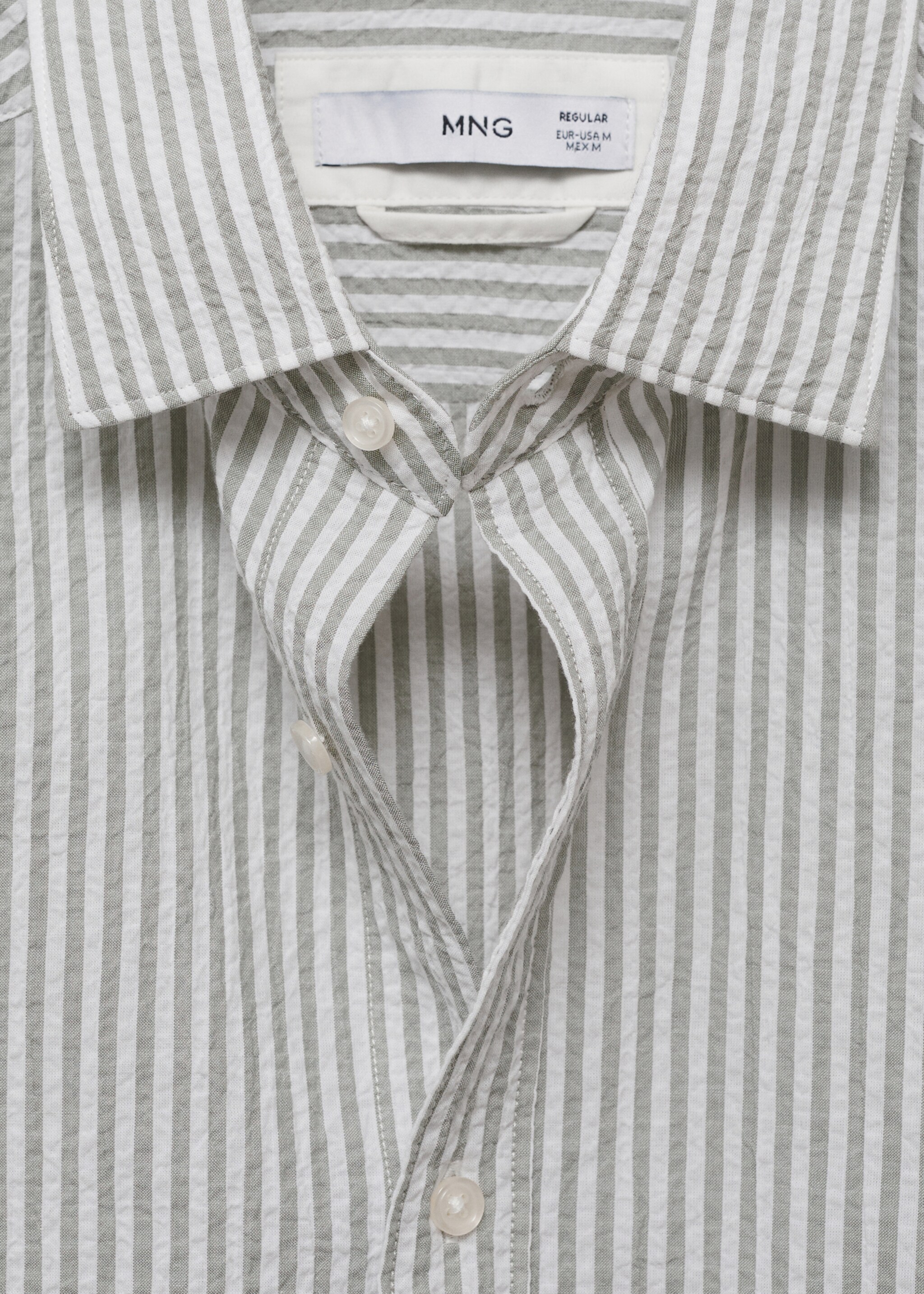 Regular-fit stripe-textured shirt - Details of the article 8, Dark Green. Ref: 17051147-00.