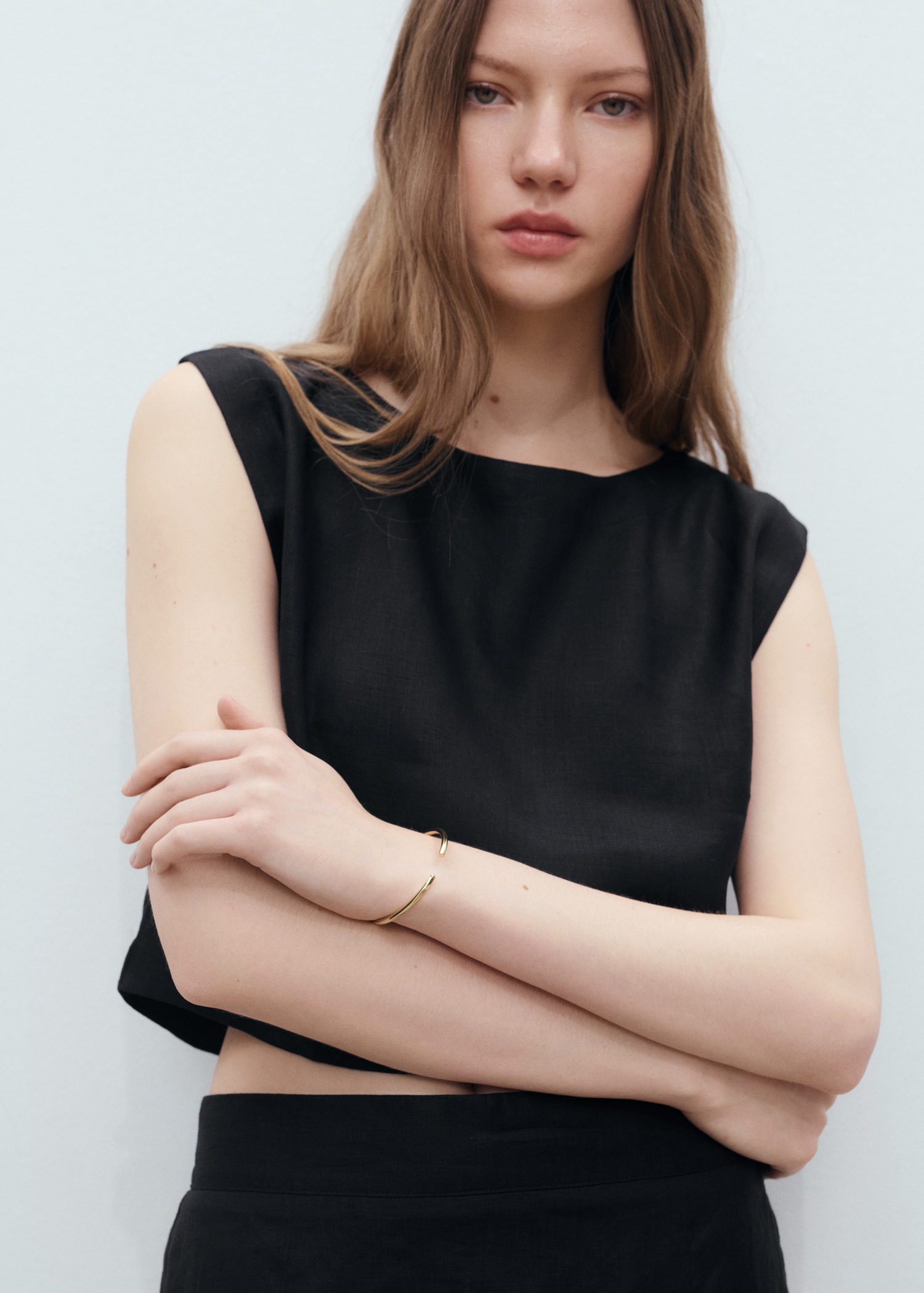 Leinen Crop Top - Mittlere Ansicht
