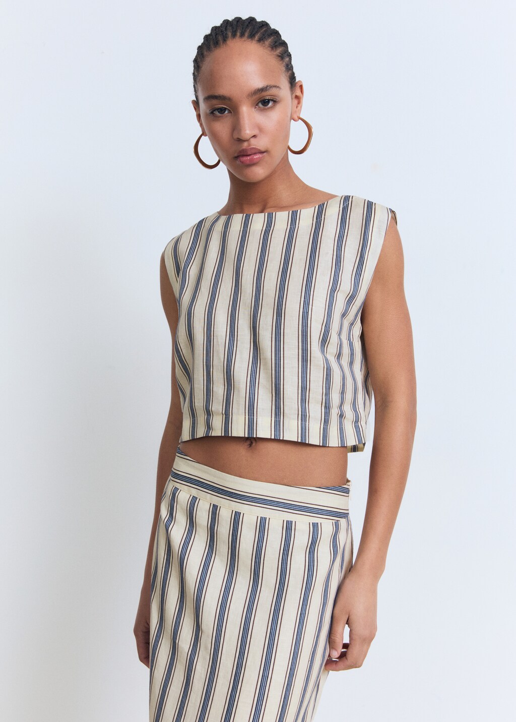 Striped linen top - Women | MANGO Rwanda