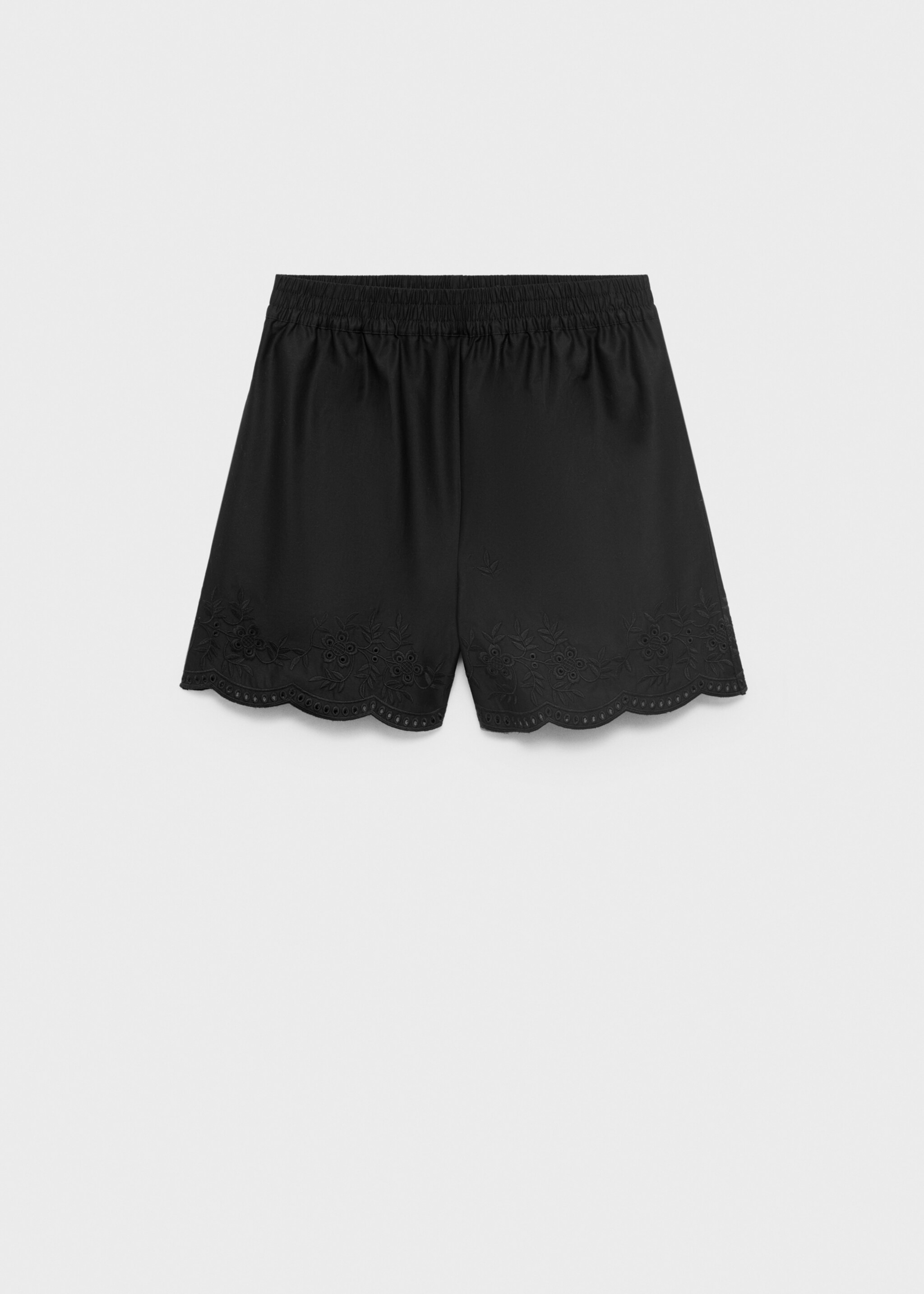 Satin shorts with embroidered hem - Article without model
