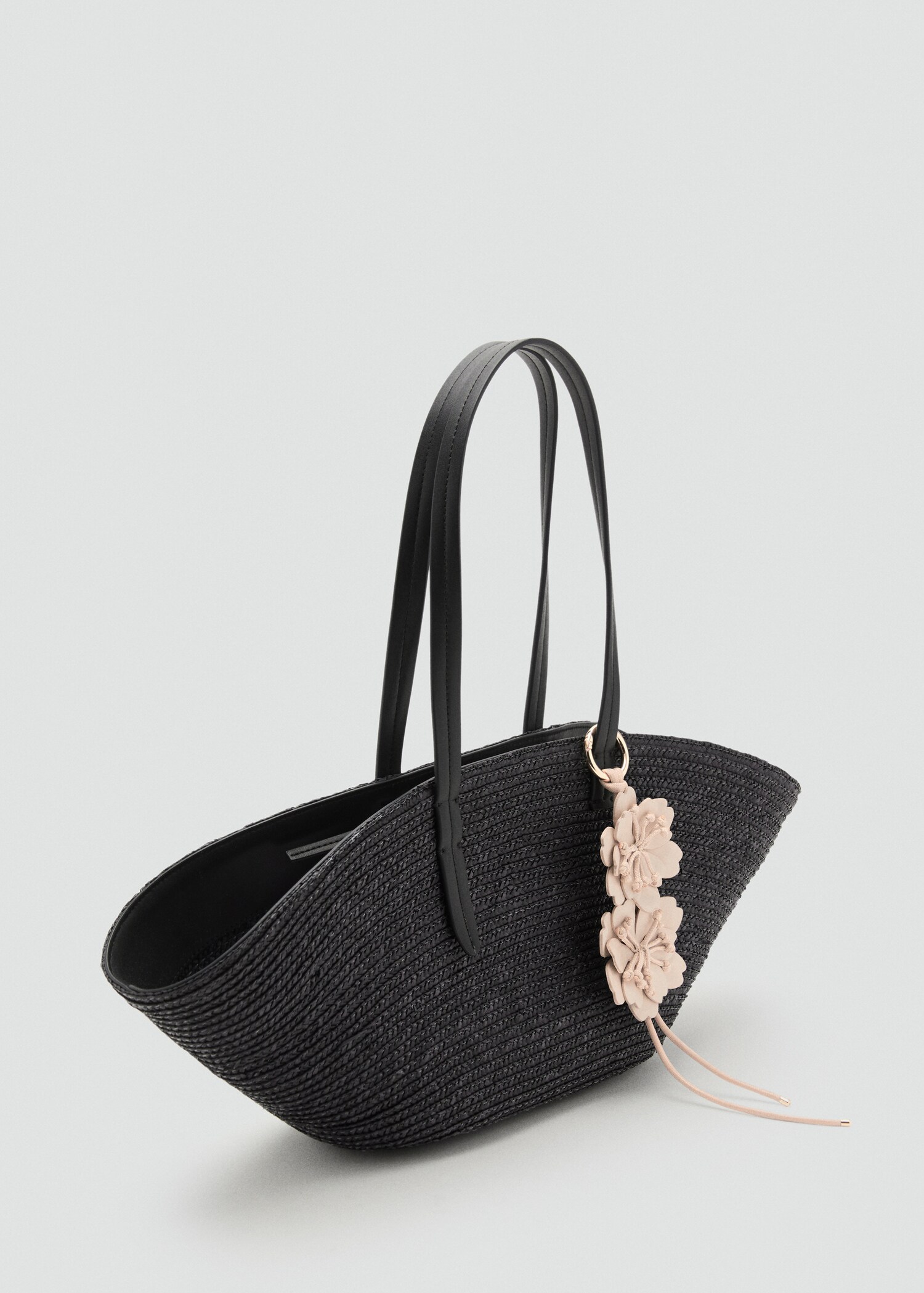 Natural fibre basket with flower charm - Medium plane