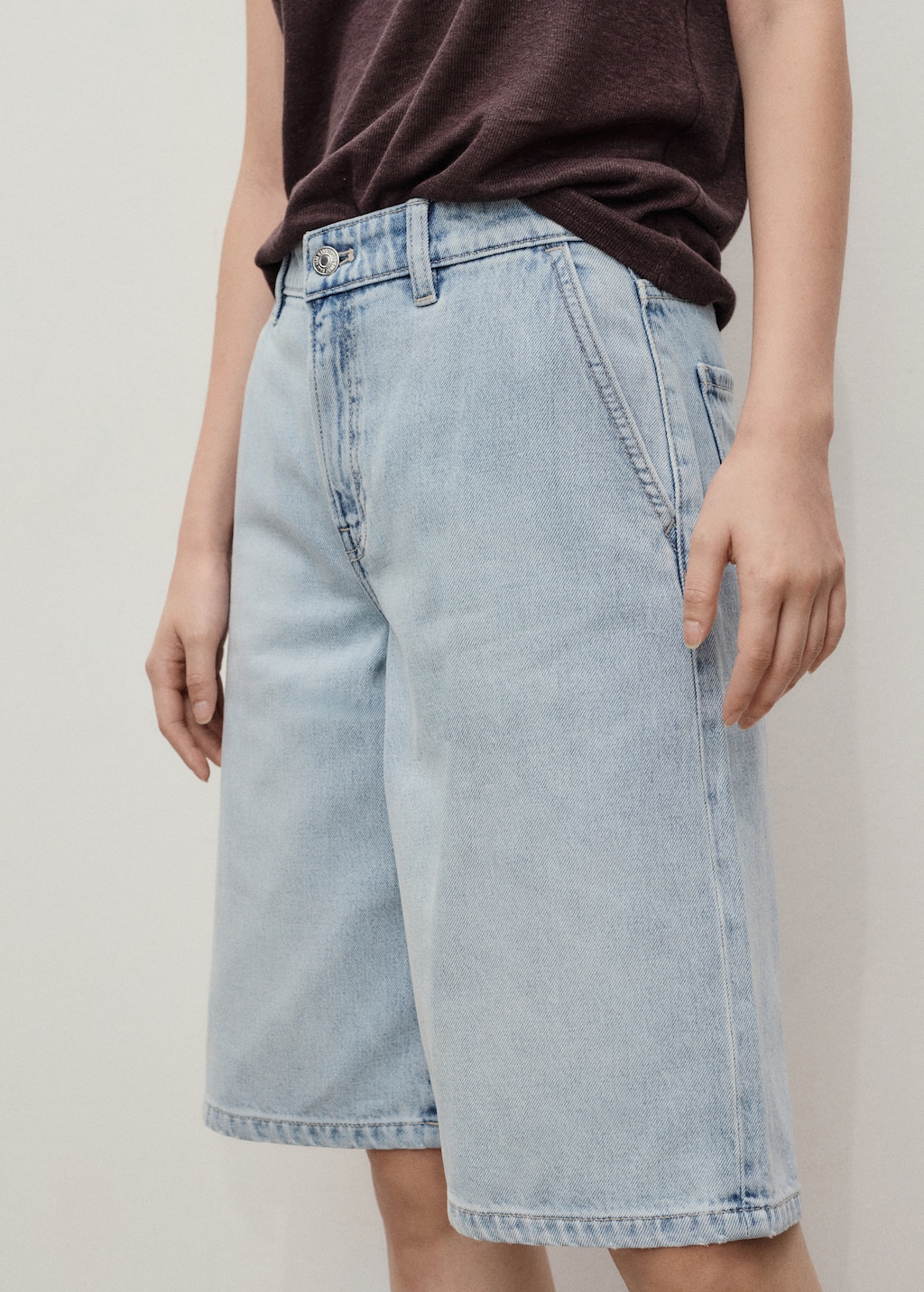 Straight-fit mid-rise denim jorts