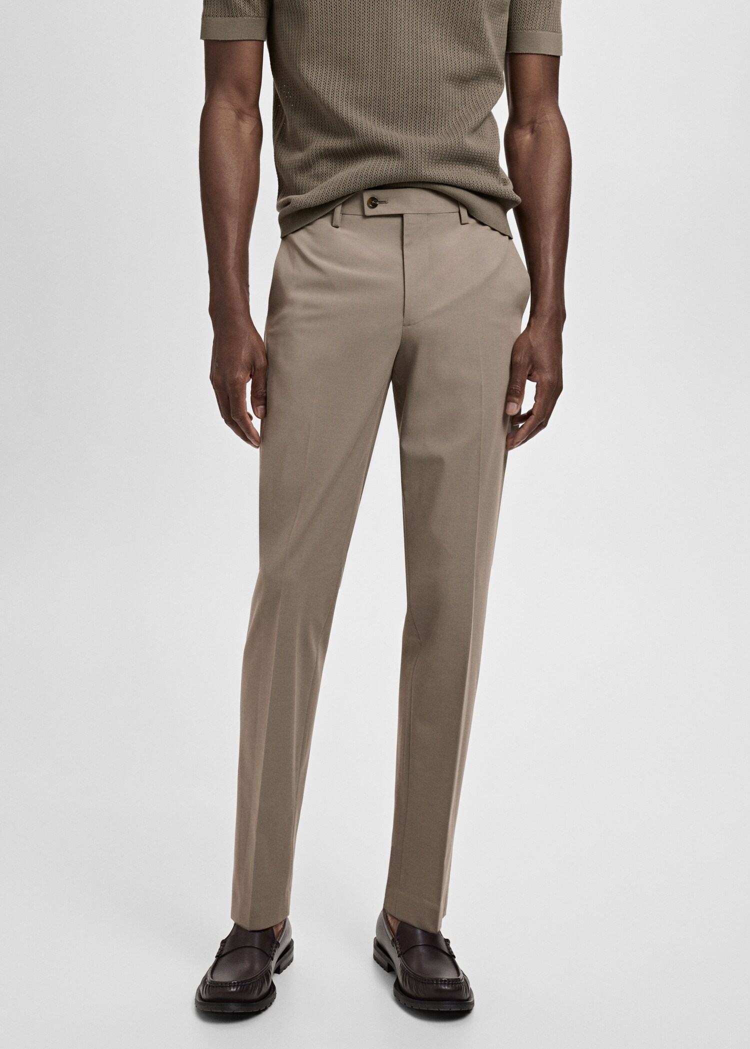 Milan slim-fit suit trousers - Medium plane