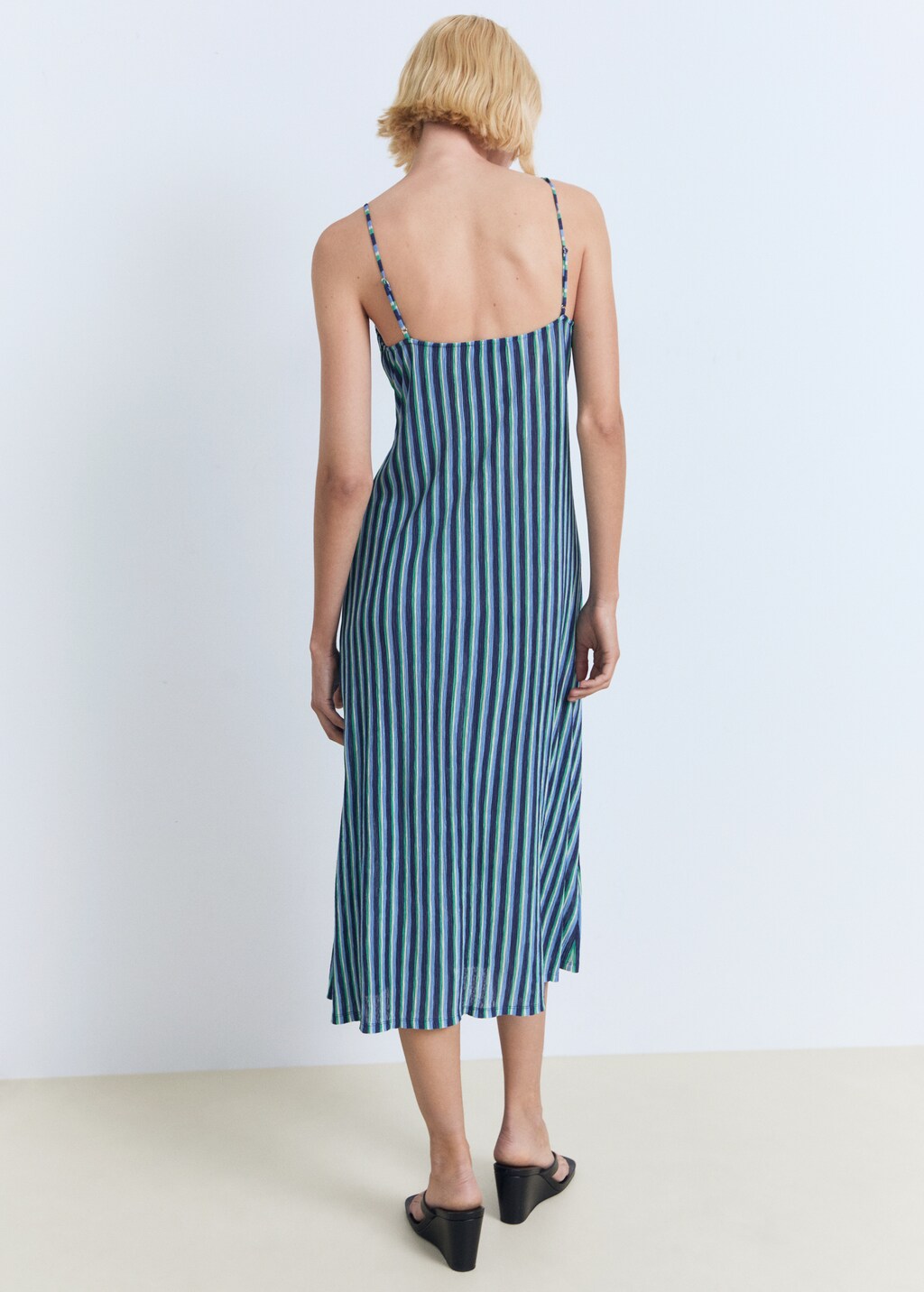 Mango Striped gathered dress
