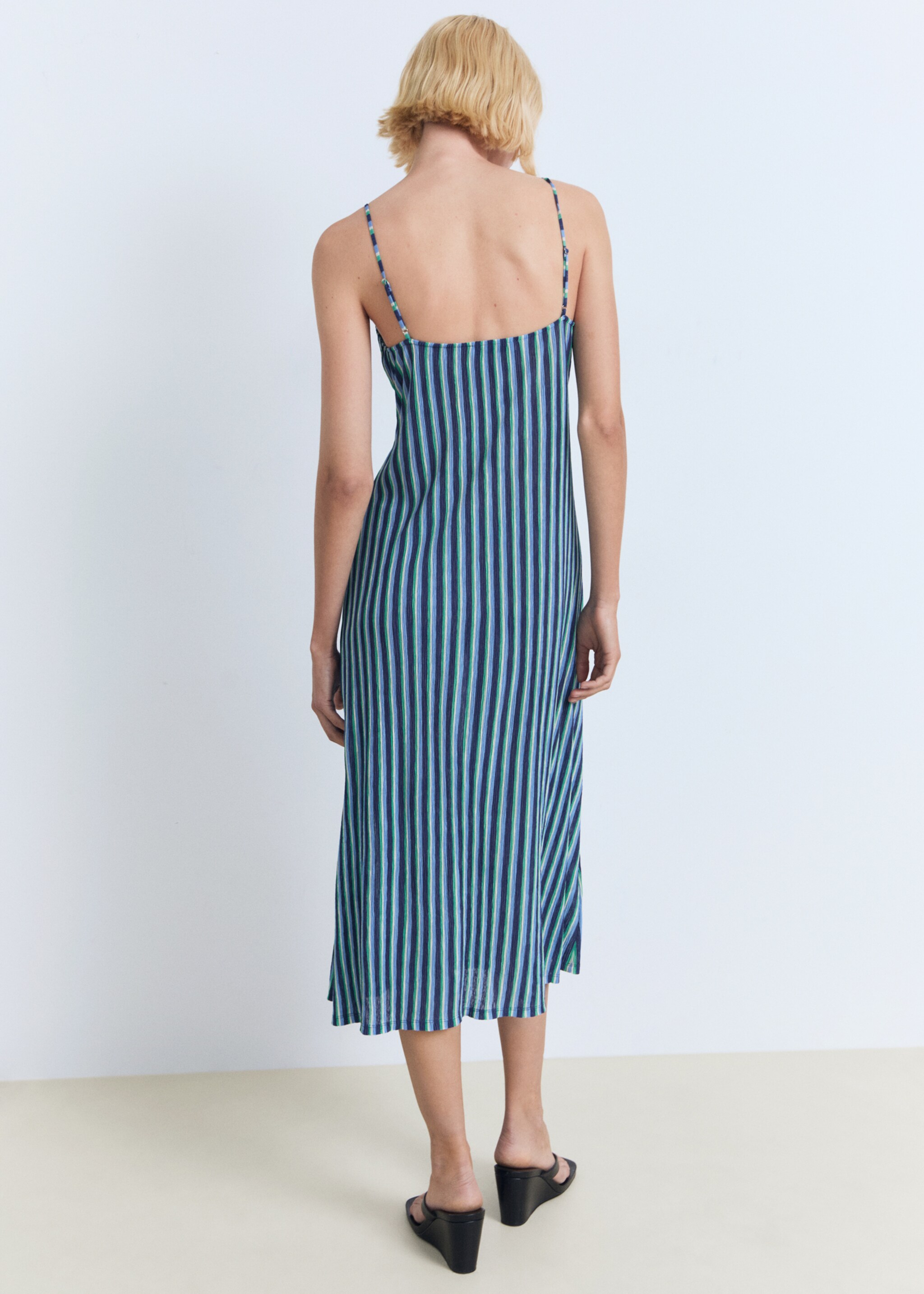 Vestido fruncido rayas - Reverso del artículo