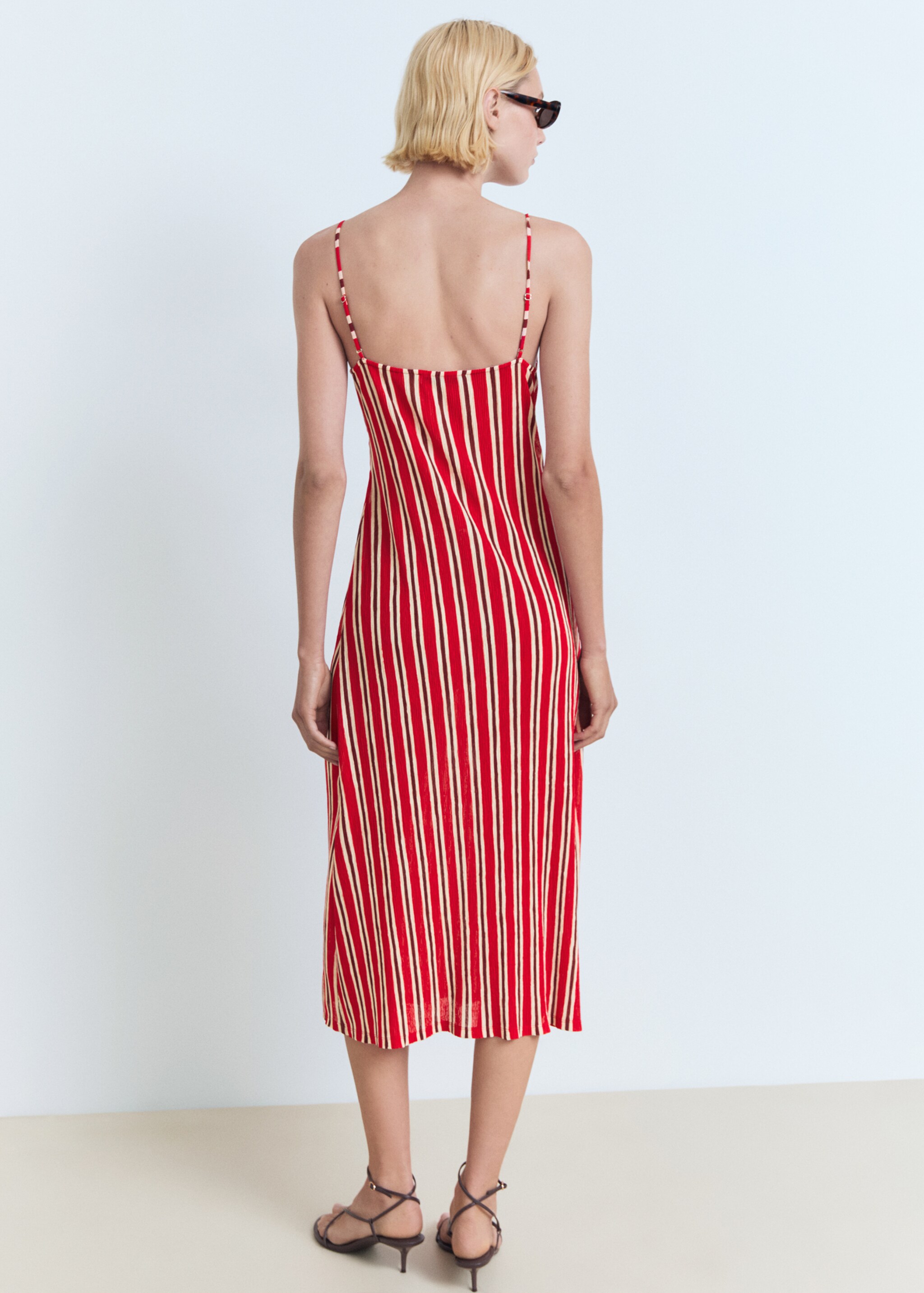 Vestido fruncido rayas - Reverso del artículo