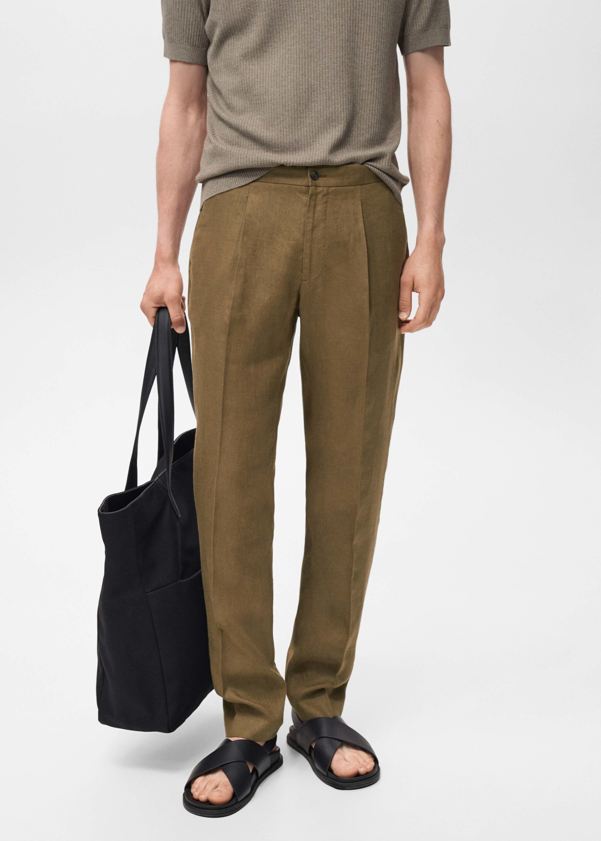 Salerno 100% linen slim fit suit trousers - Medium plane
