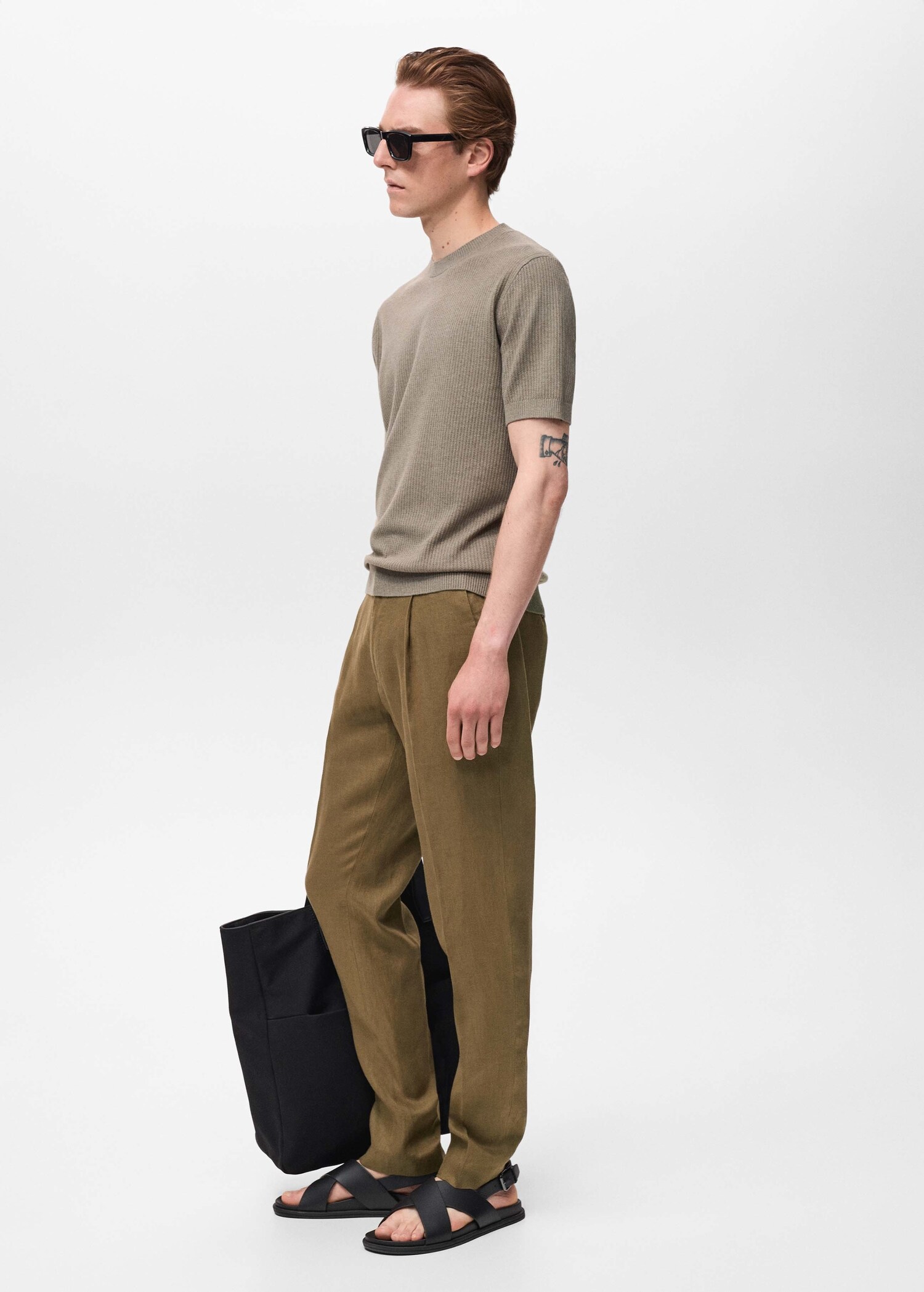 Salerno 100% linen slim fit suit trousers - Details of the article 2