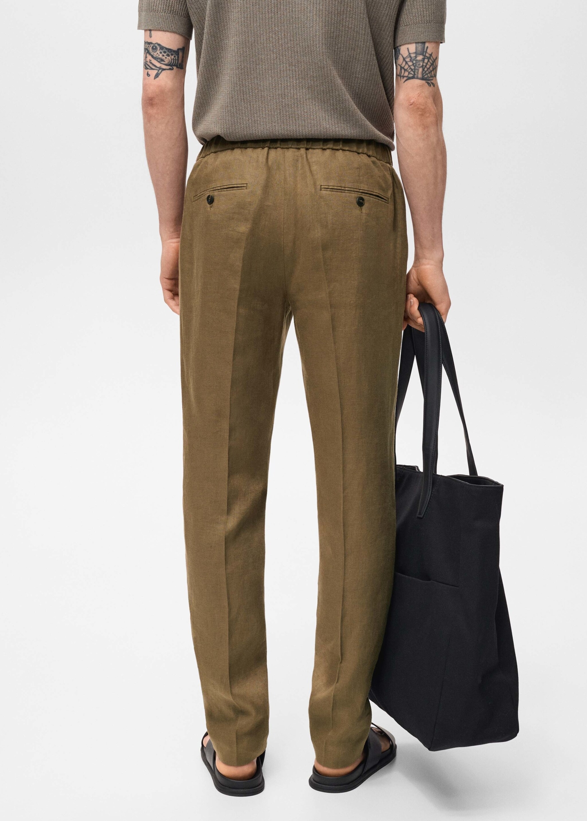 Salerno 100% linen slim fit suit trousers - Reverse of the article