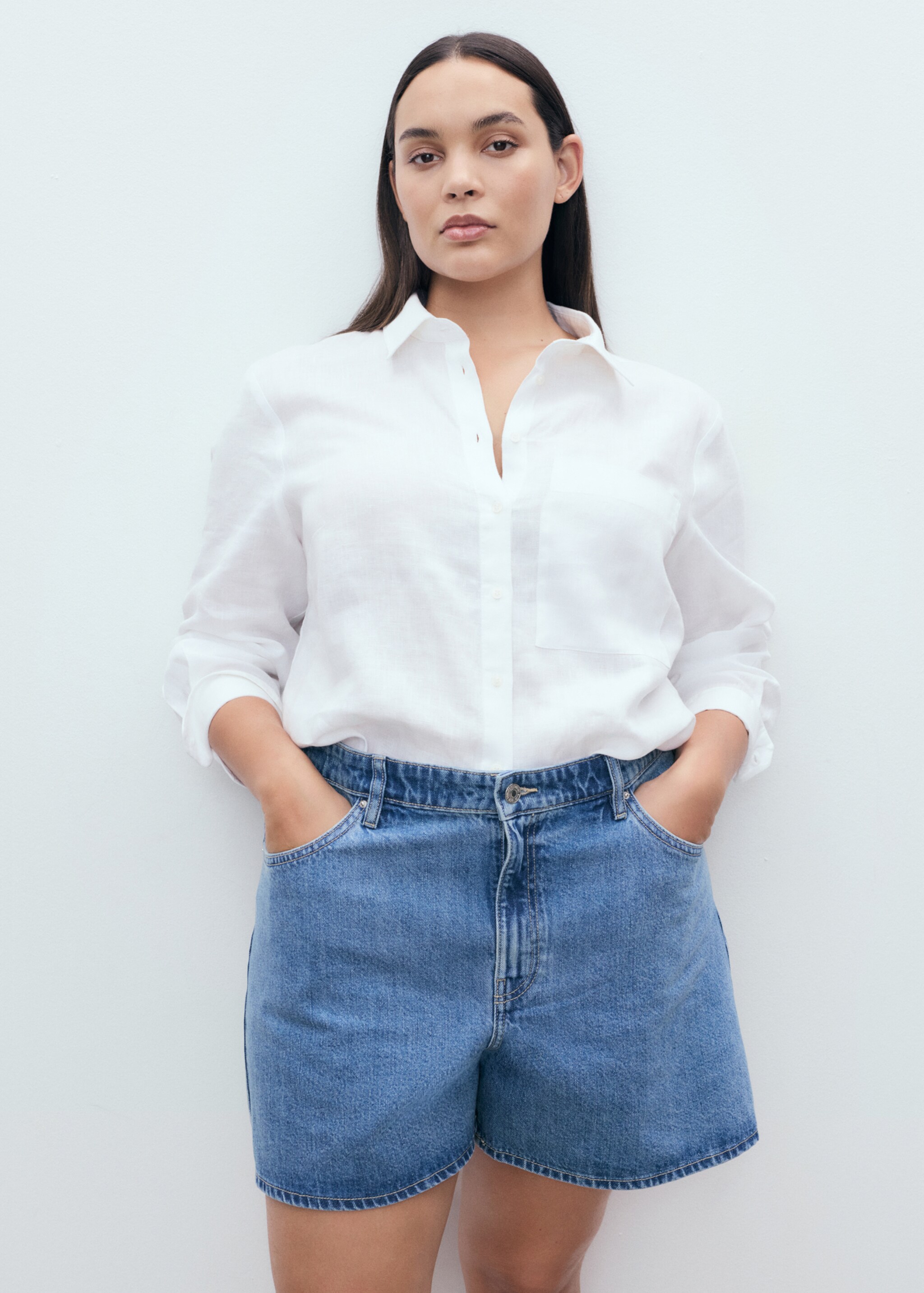 Gerade Denim-Shorts mit hohem Bund - Detail des Artikels 5