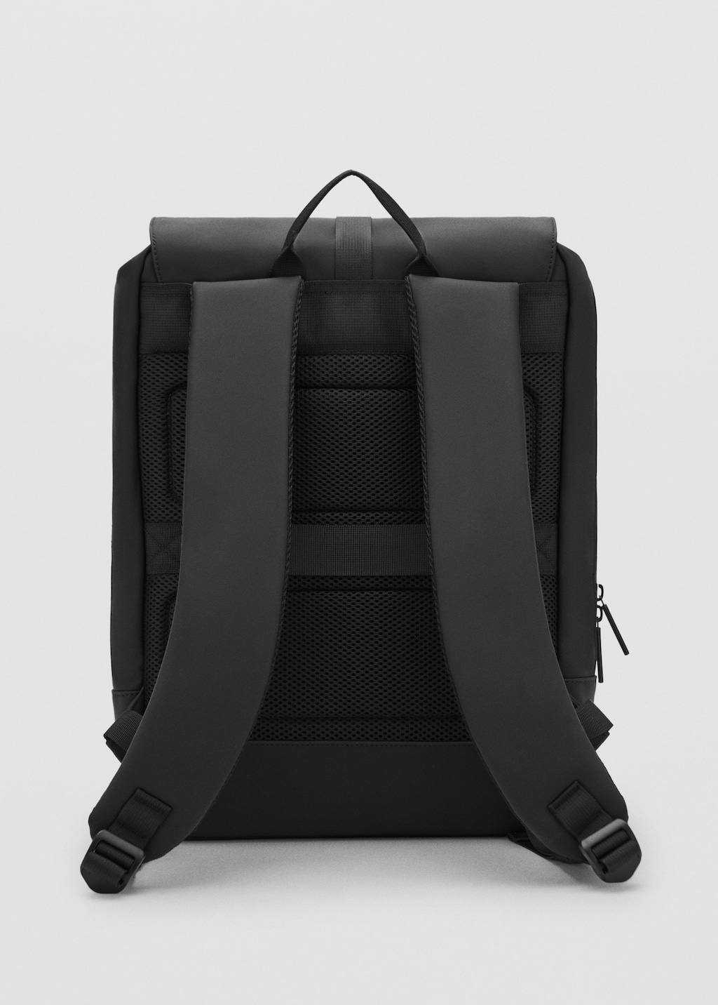 Rubberized backpack with flap closure