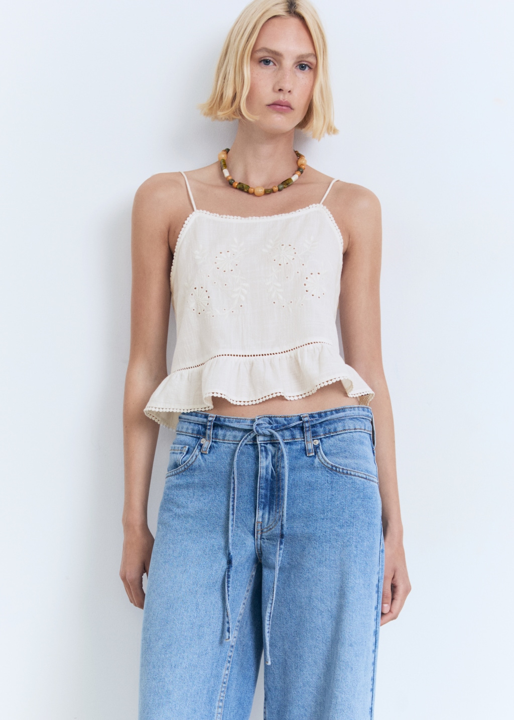 Lace embroidered top