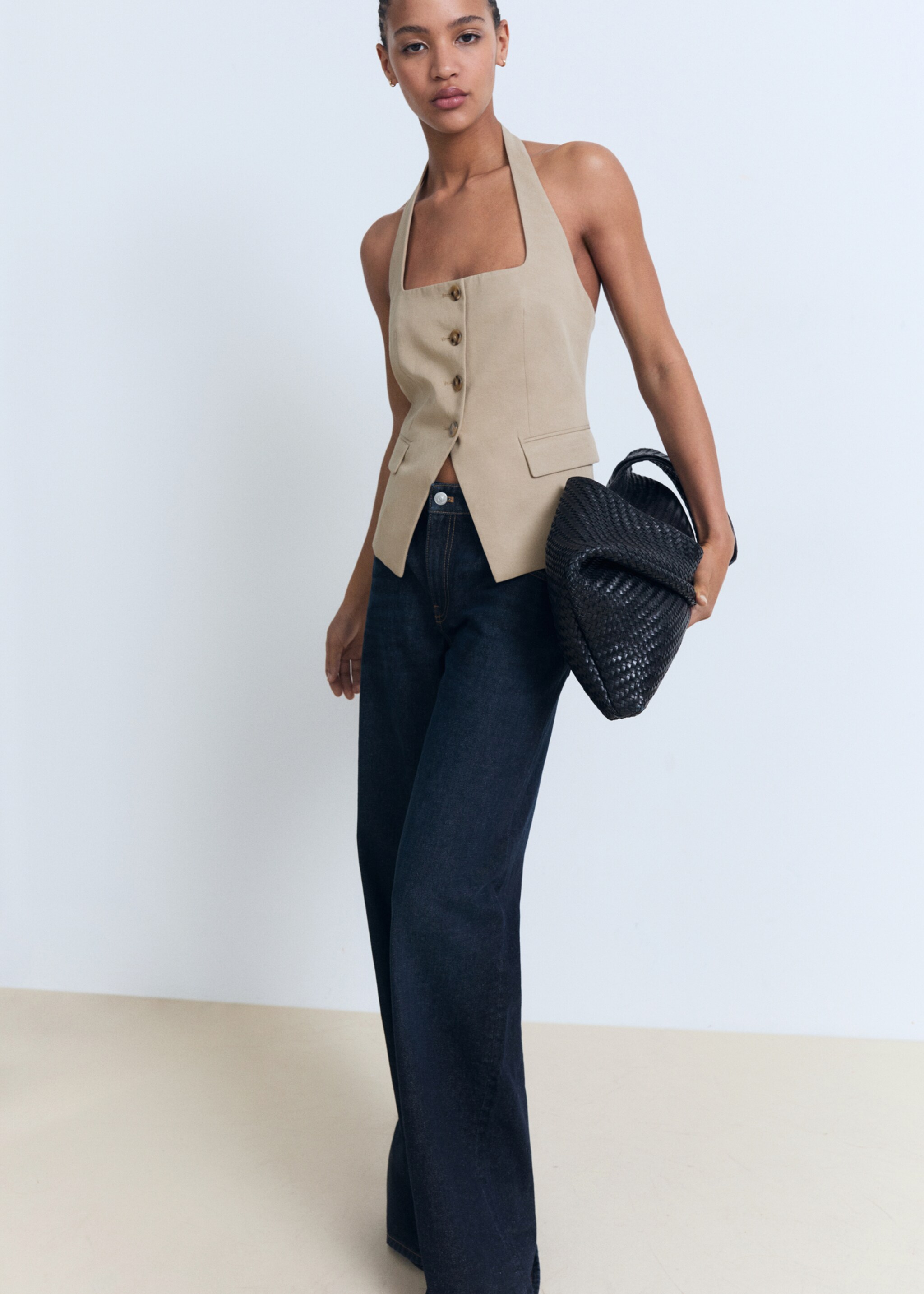 Linen-blend suit waistcoat - Details of the article 2