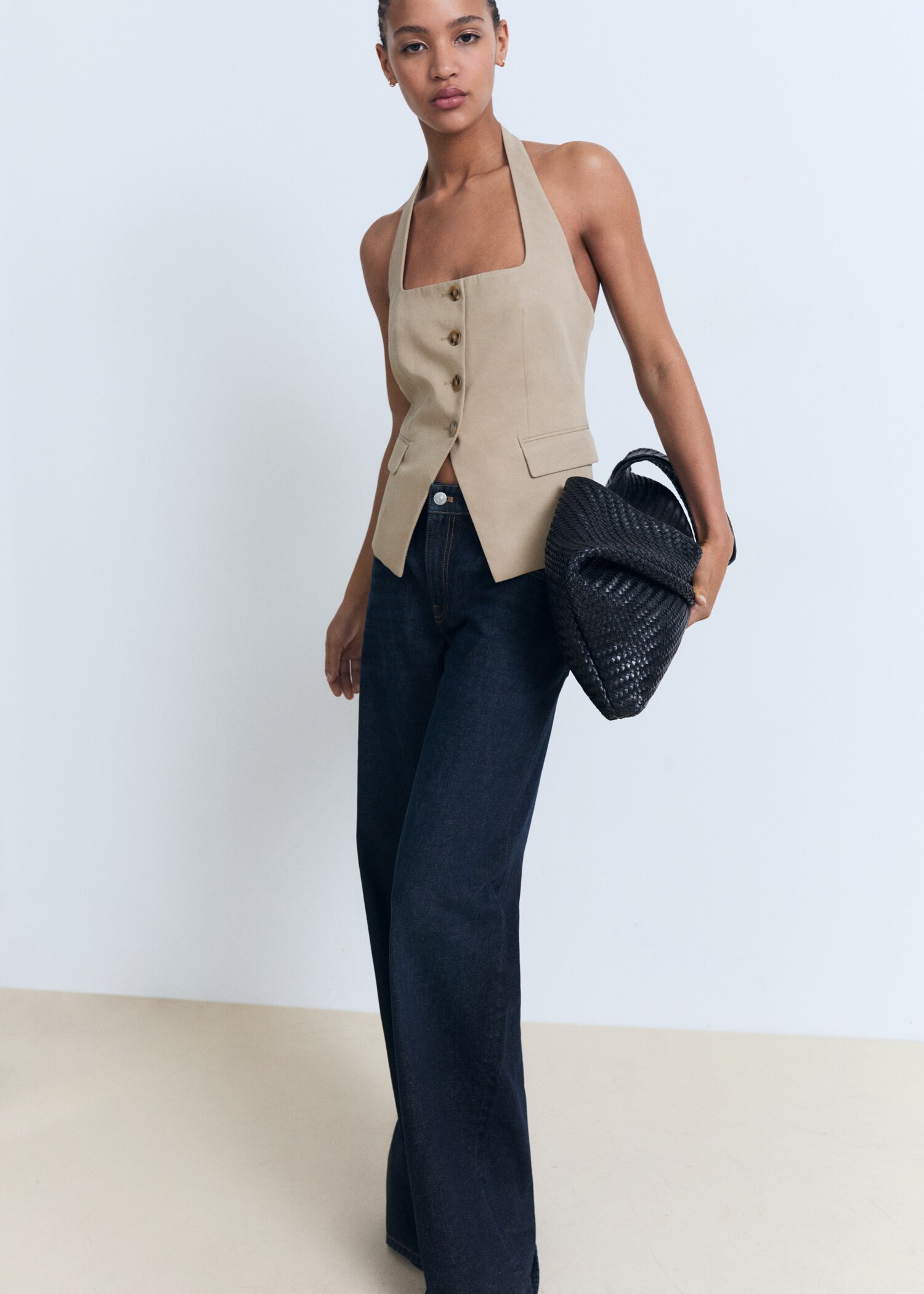 Linen-blend suit waistcoat - Details of the article 2