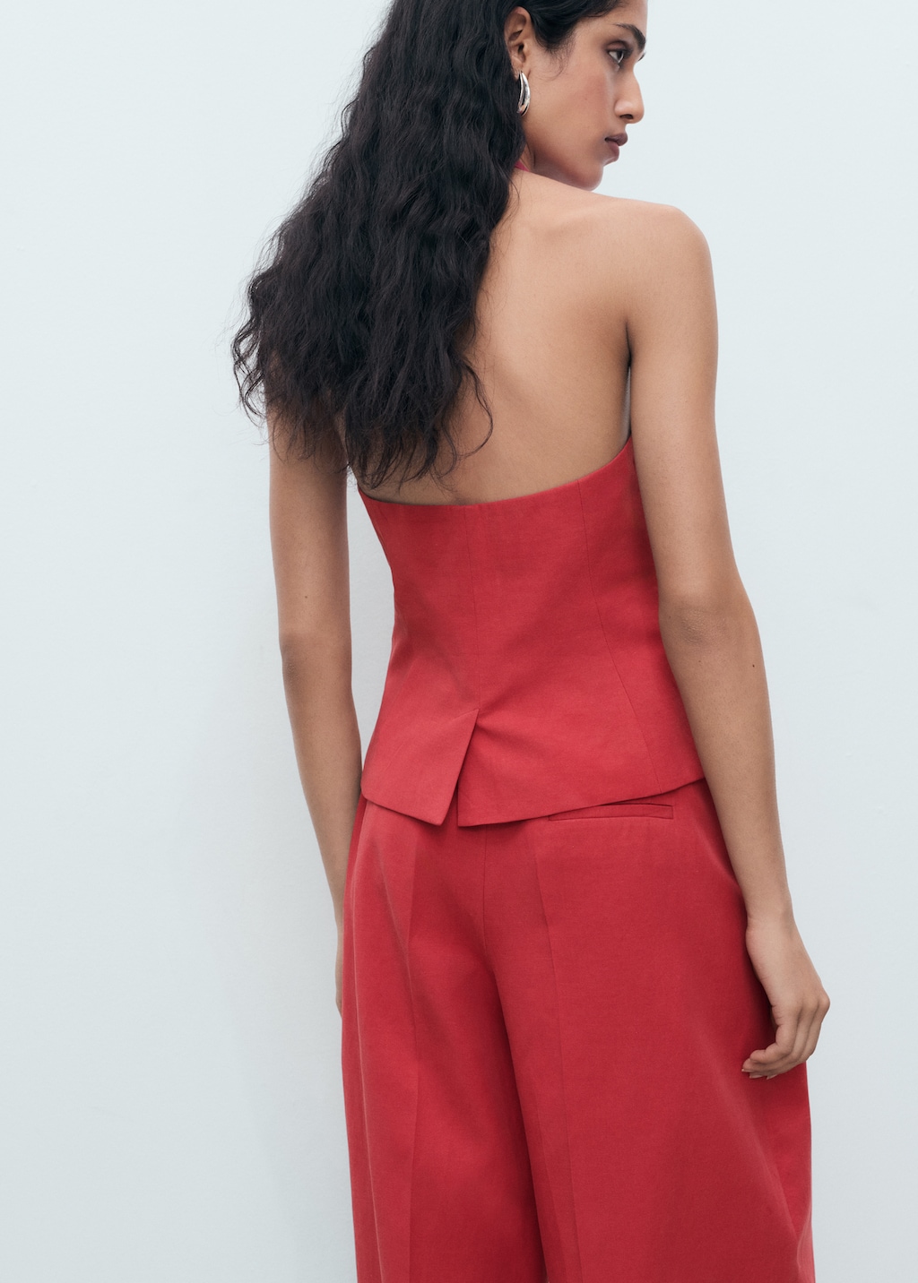 Linen-blend suit vest