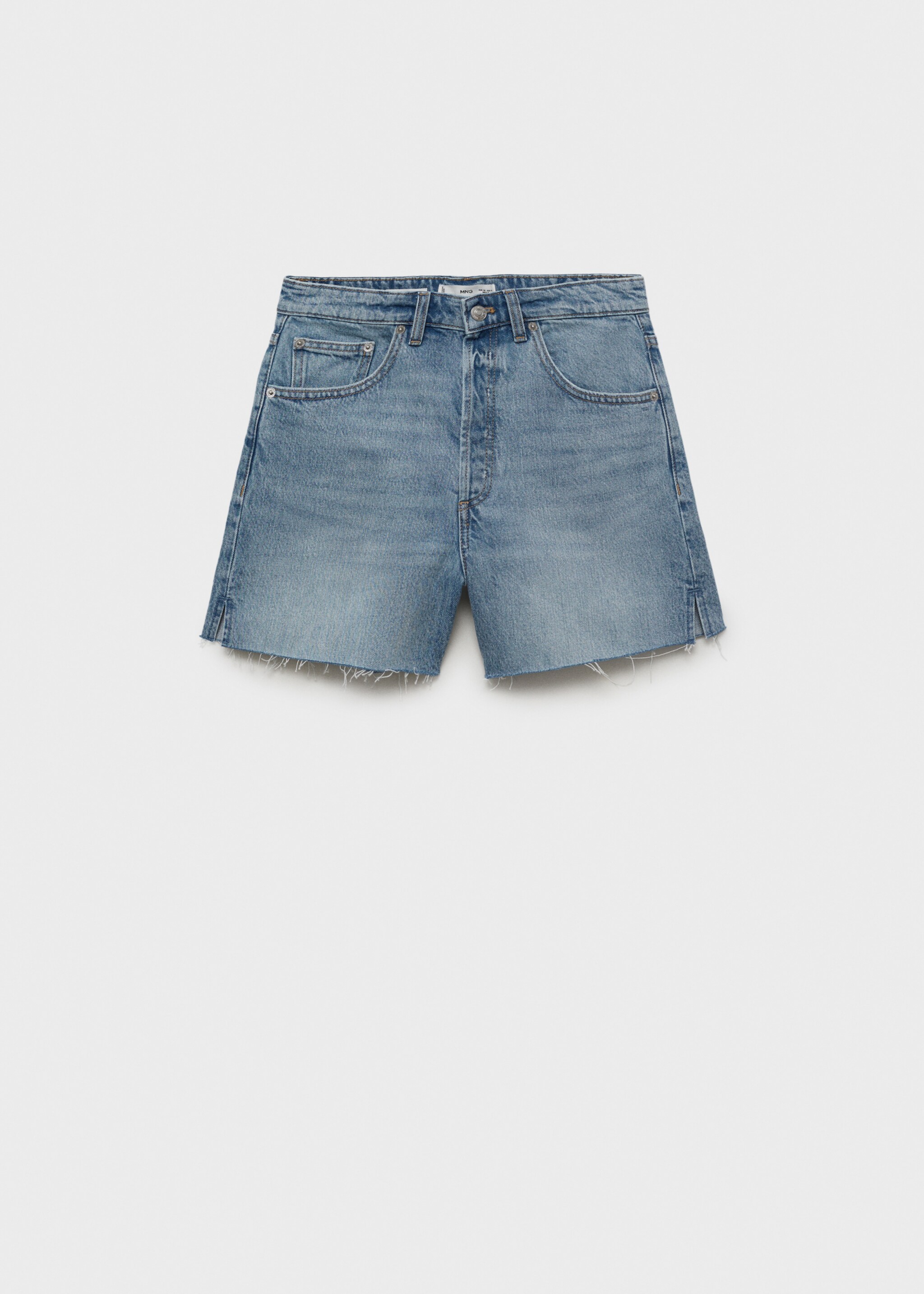 Denim shorts with frayed hem - Article without model
