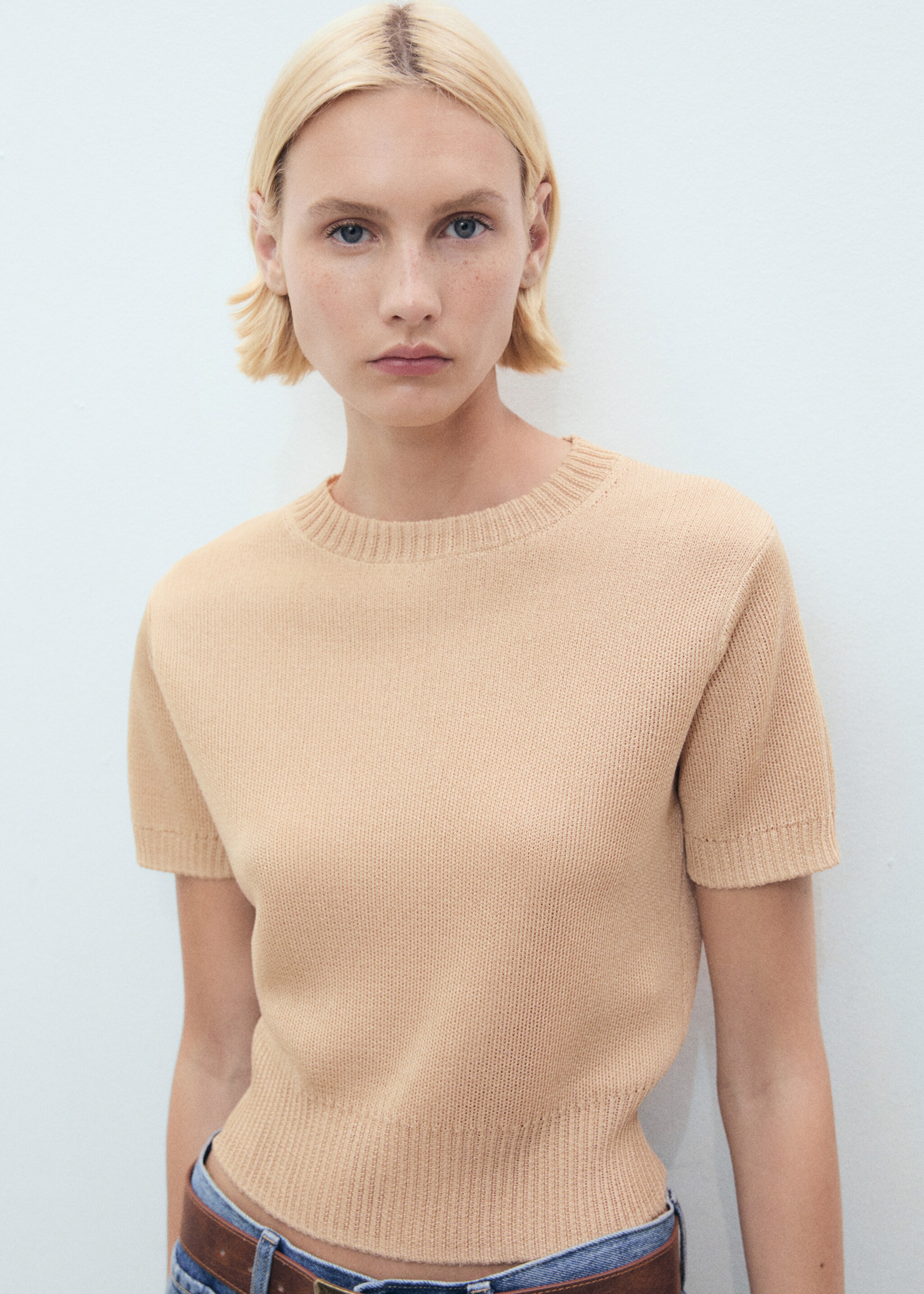 Short-sleeved crop sweater - Medium plane