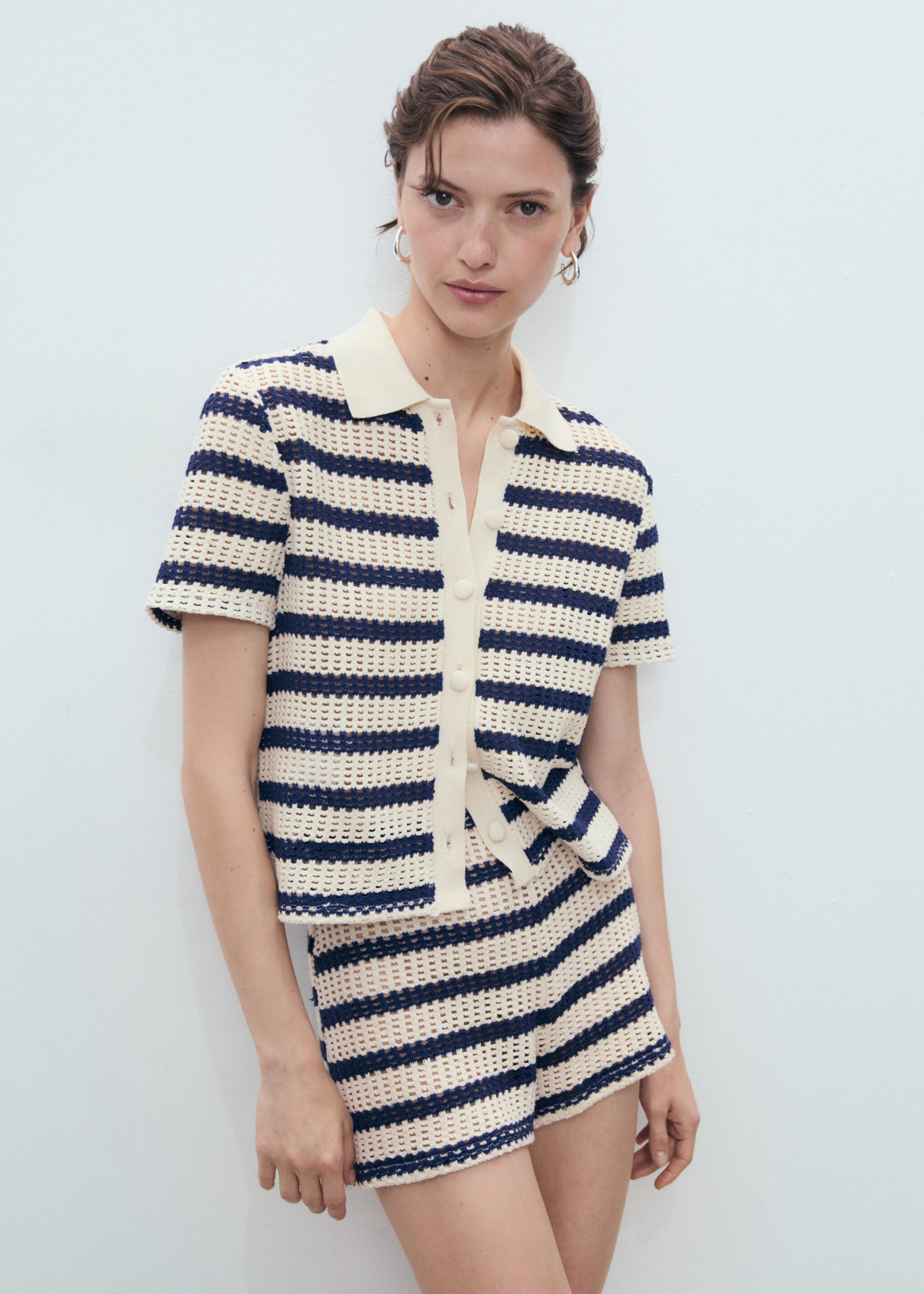 Striped crochet shorts - Medium plane