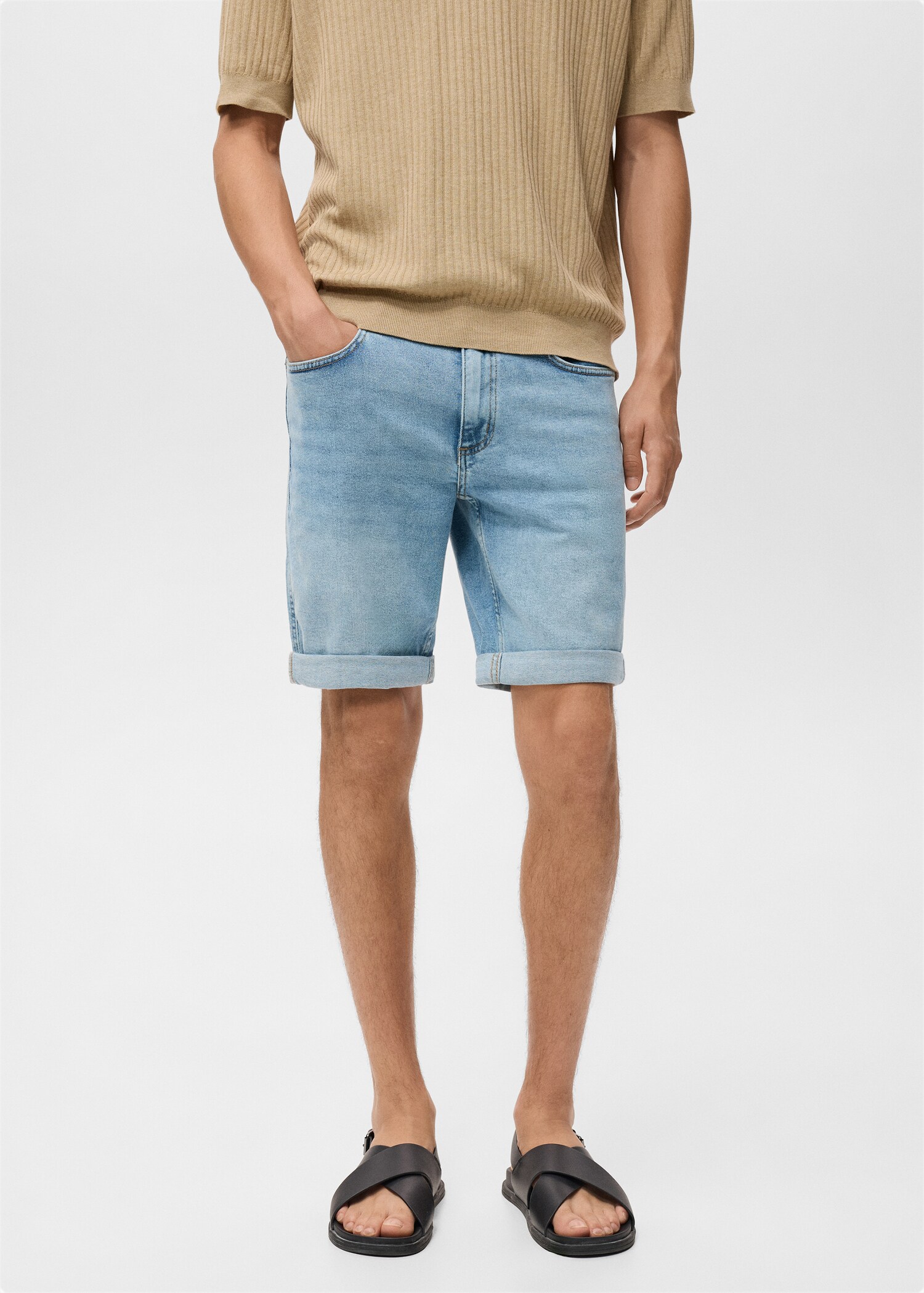 Bermudas vaqueras slim fit - Plano medio