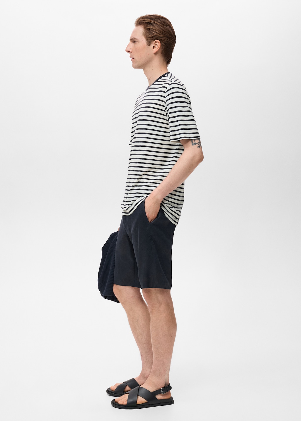 Striped slim-fit linen t-shirt