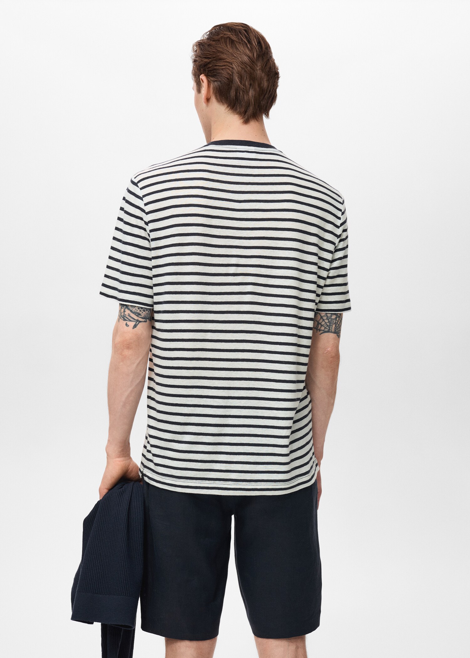 T-shirt lin slim-fit rayures - Verso de l’article