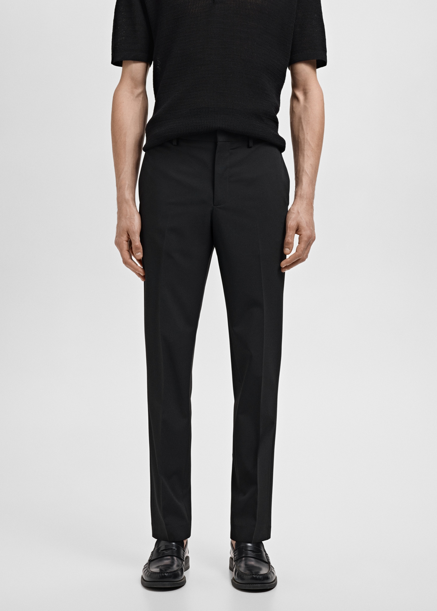 Celana panjang setelan super slim-fit kain stretch - Tampilan Sedang
